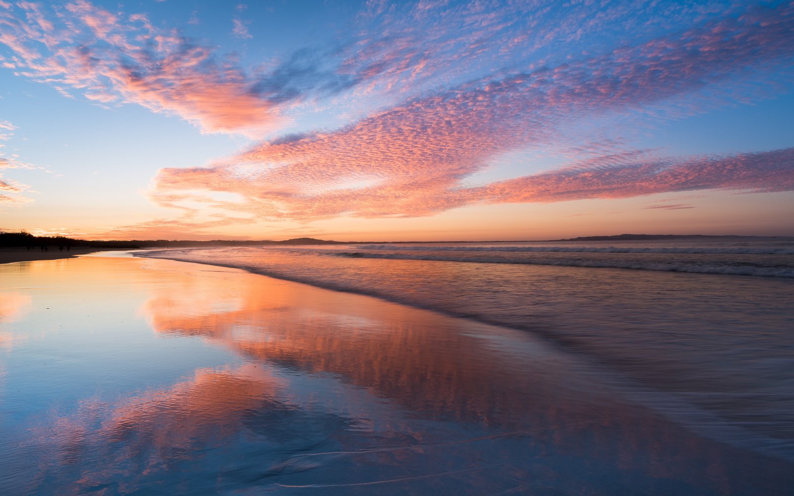 gray clouds landscape sea beach sunrise reflection water 2k 4k