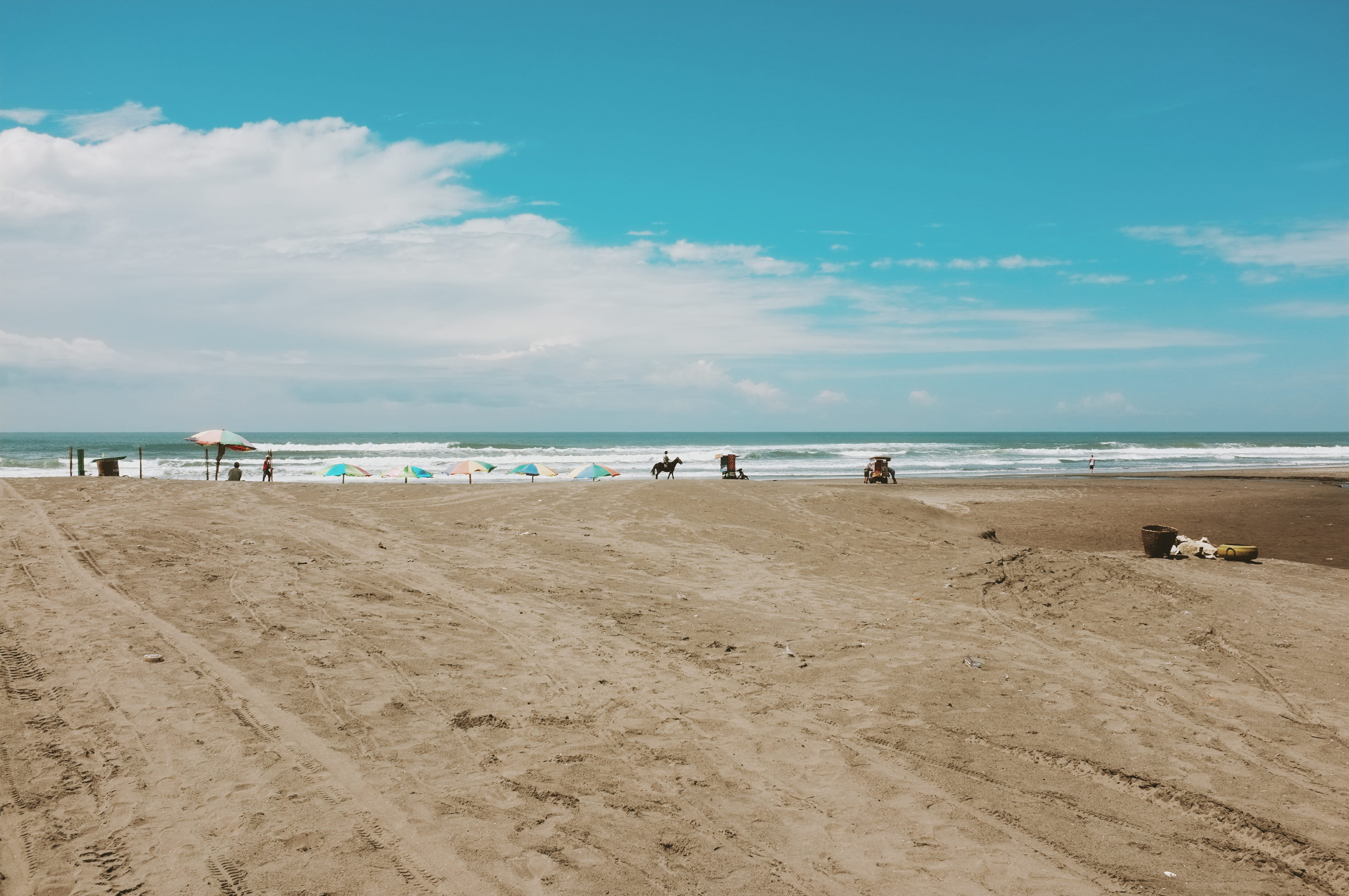 indonesia parangtritis beach sea water sky clouds horse 2k 4k