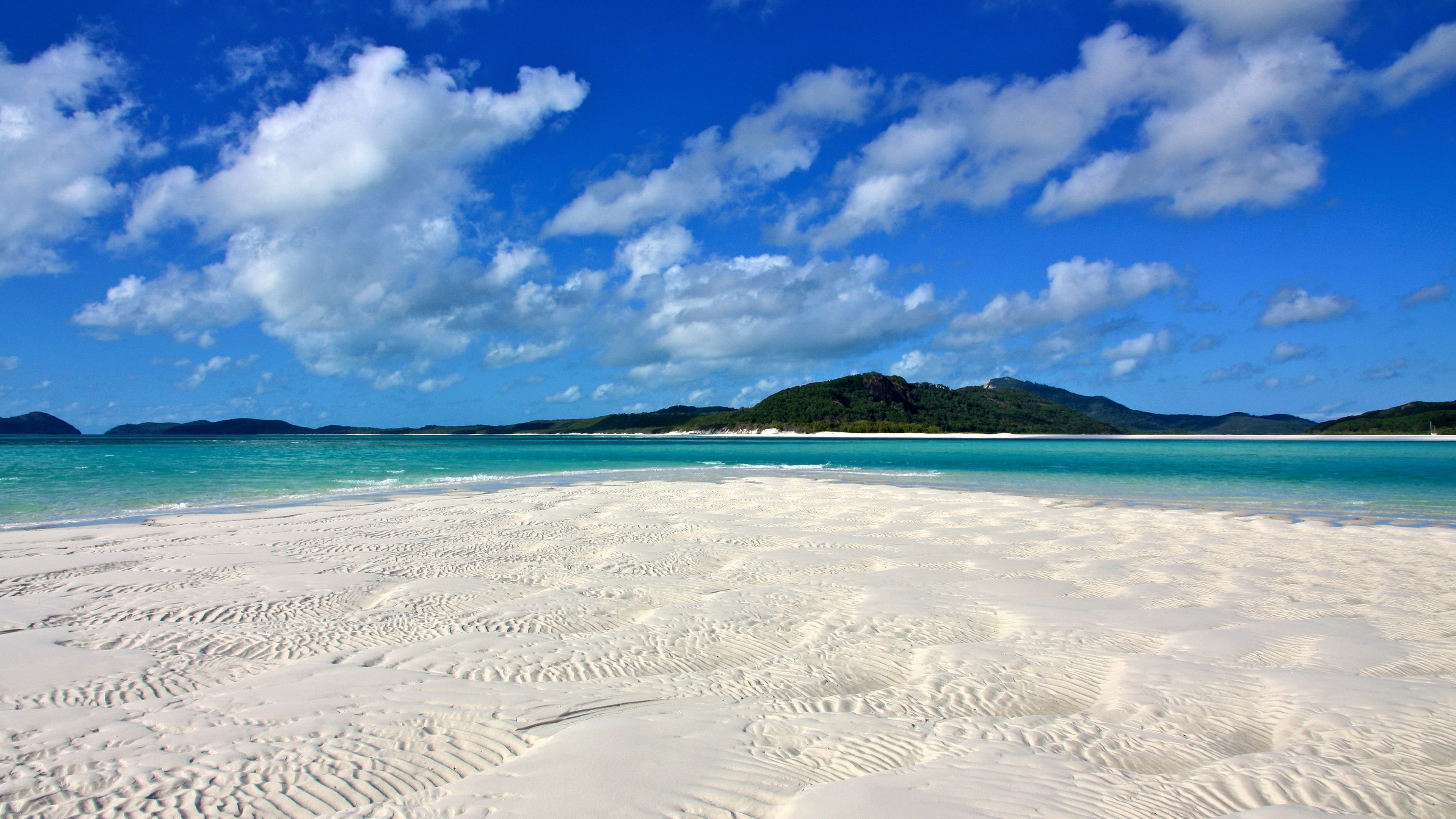 landscape photo of seashore Whitehaven Beach Whitsunday Island 2k 4k