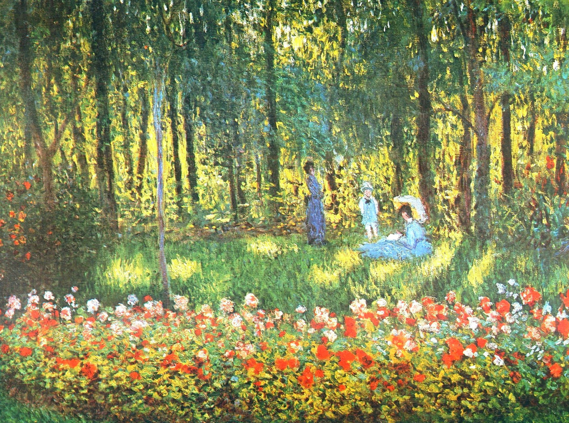 landscape picture Claude Monet genre The Artist s family in the Garden 2k