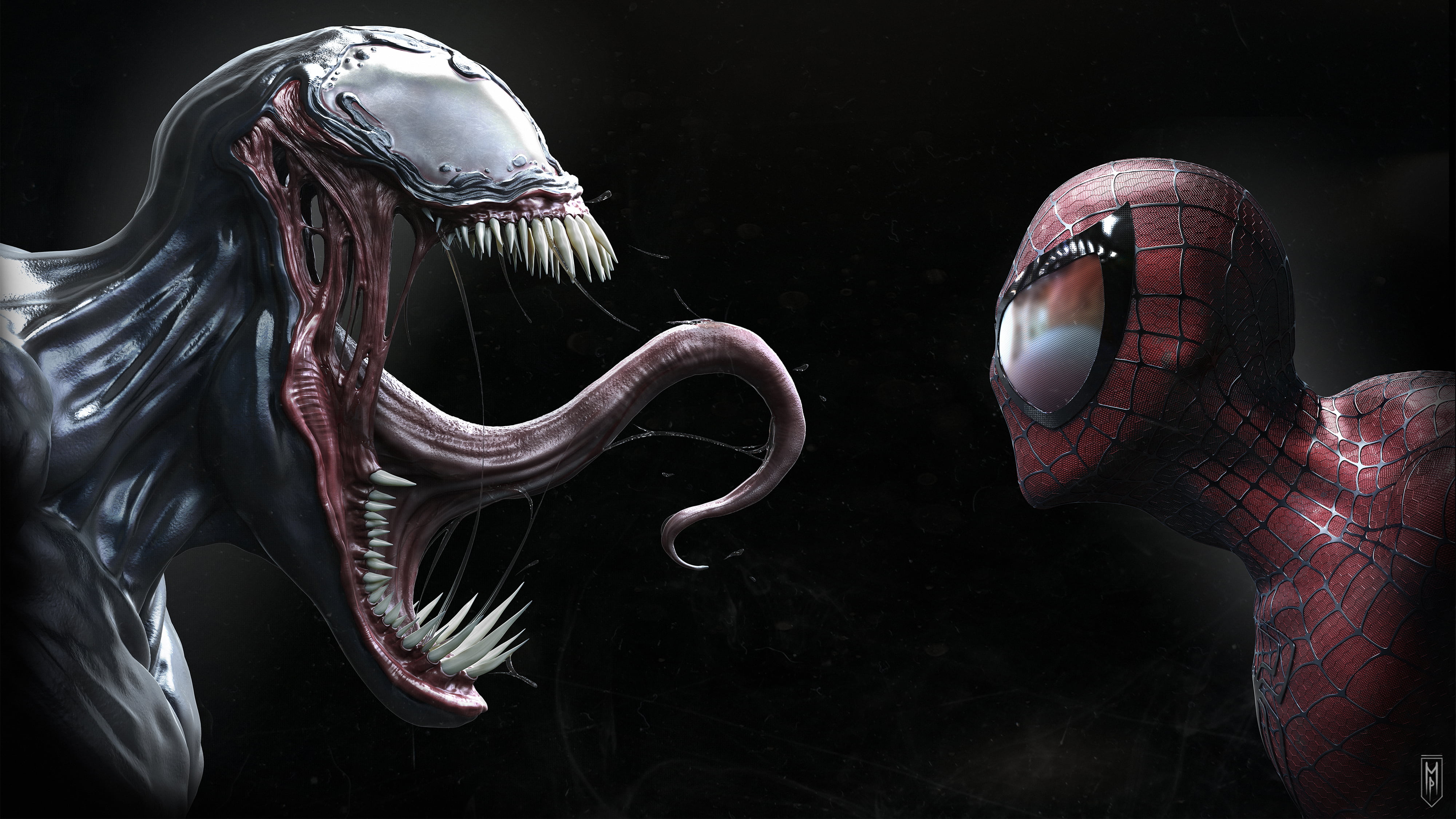 Marvel Spider Man and Venom wallpaper Symbiote simple background 2k 4k