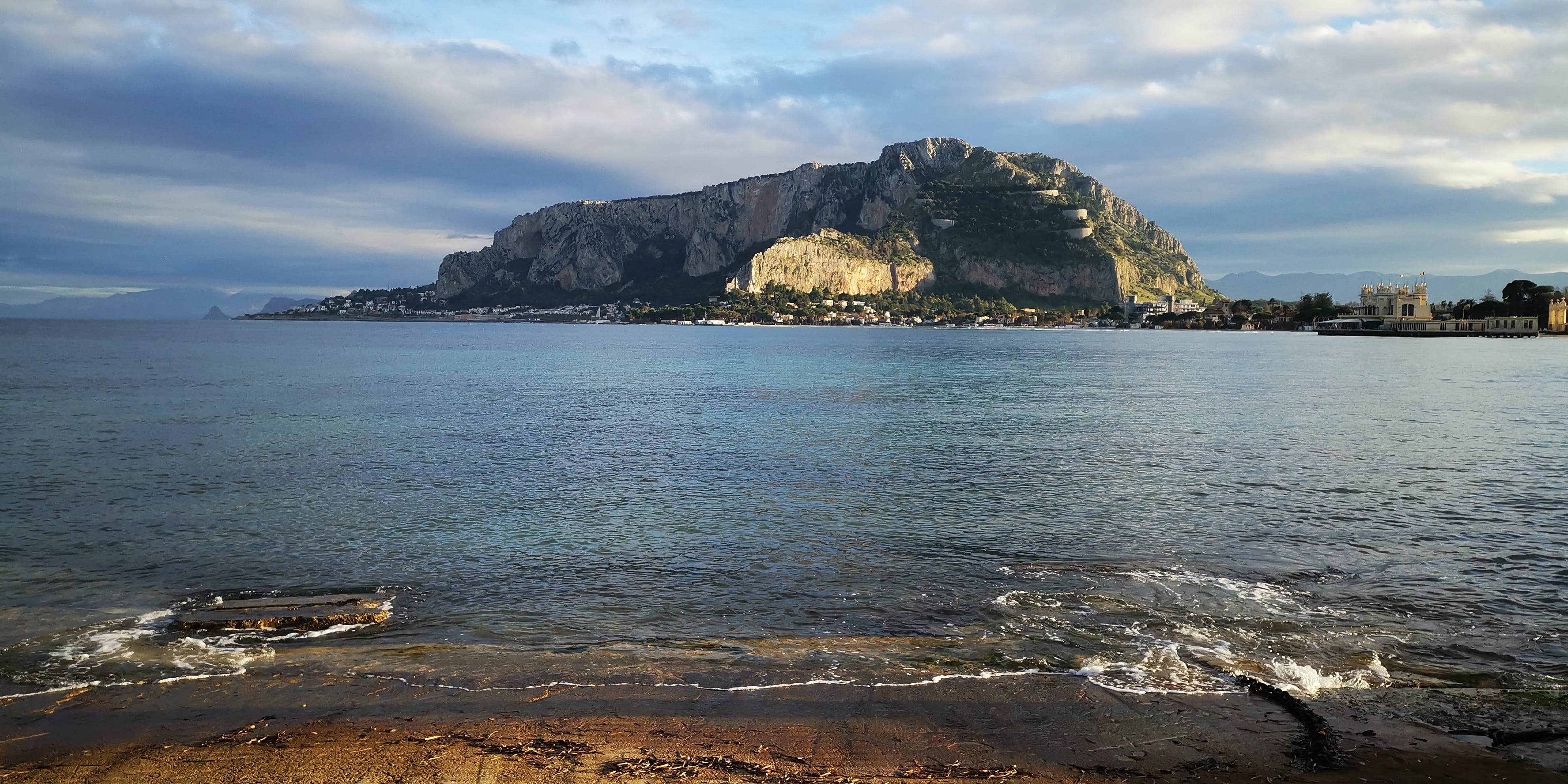 mondello beach palermo sicily sea water sky cloud 2k 4k
