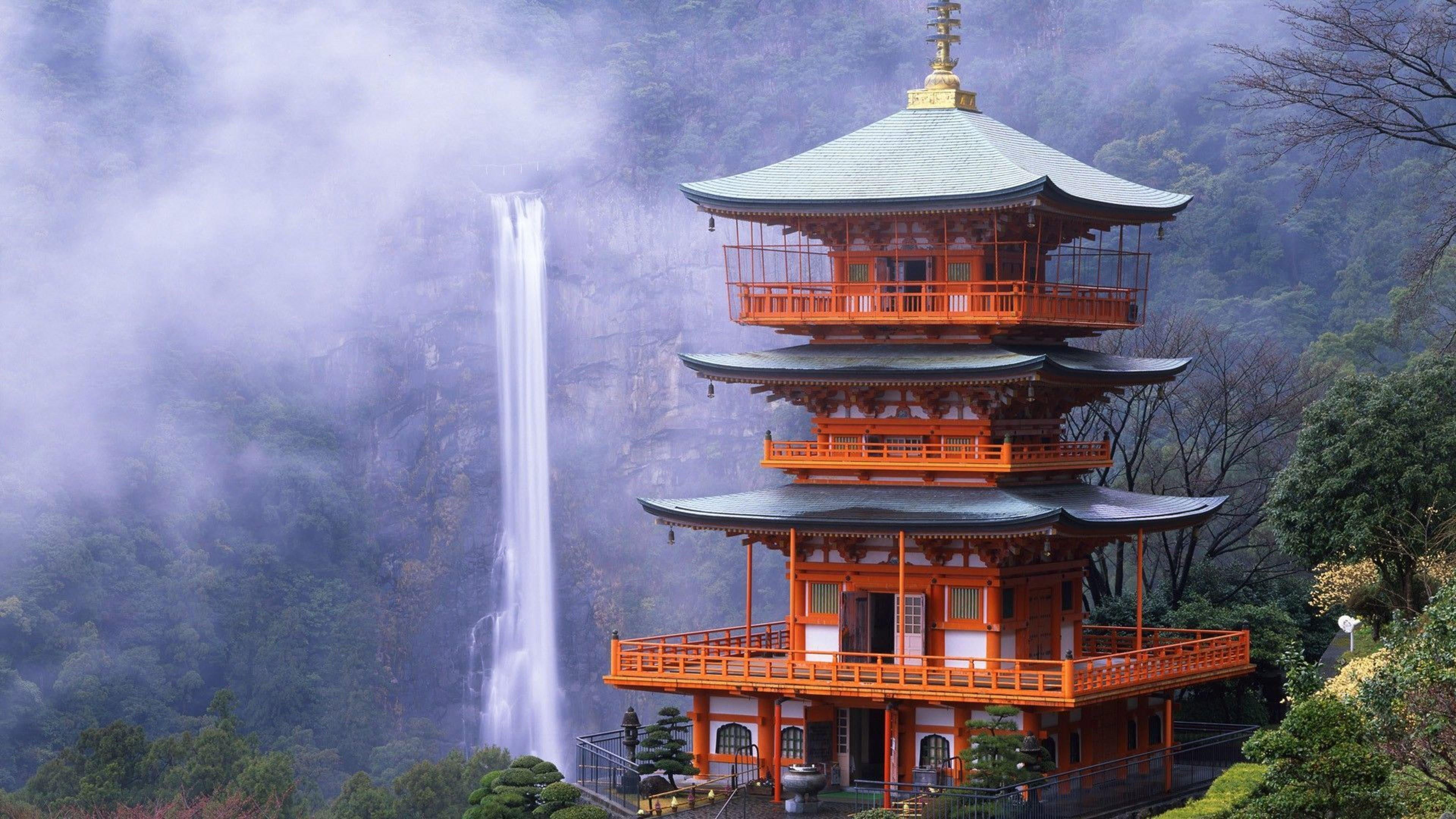 nachi falls unesco world heritage japan temple kumano taisha 2k 4k