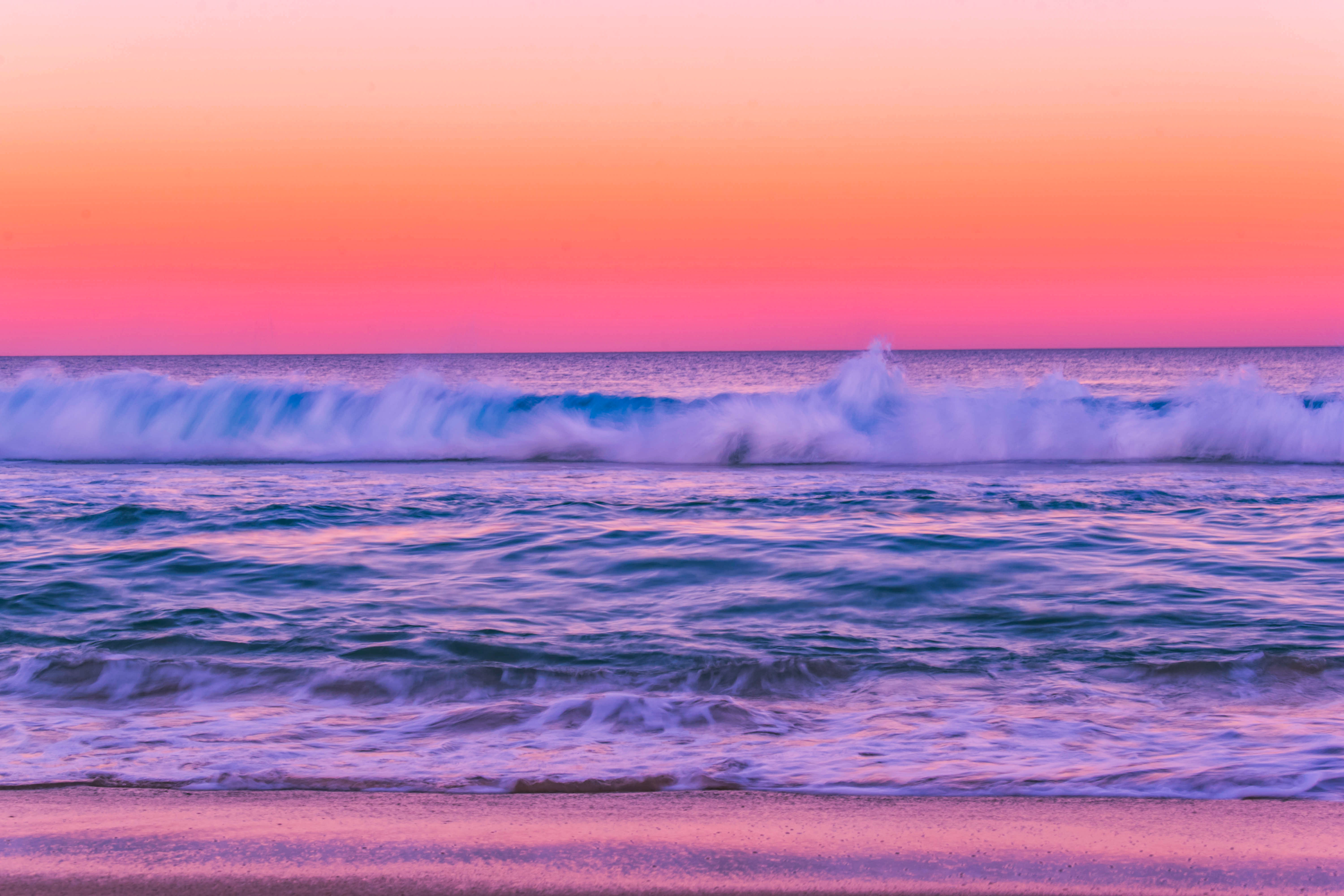 Ocean Waves beach dawn desktop backgrounds dusk wallpaper 2k 4k 5k