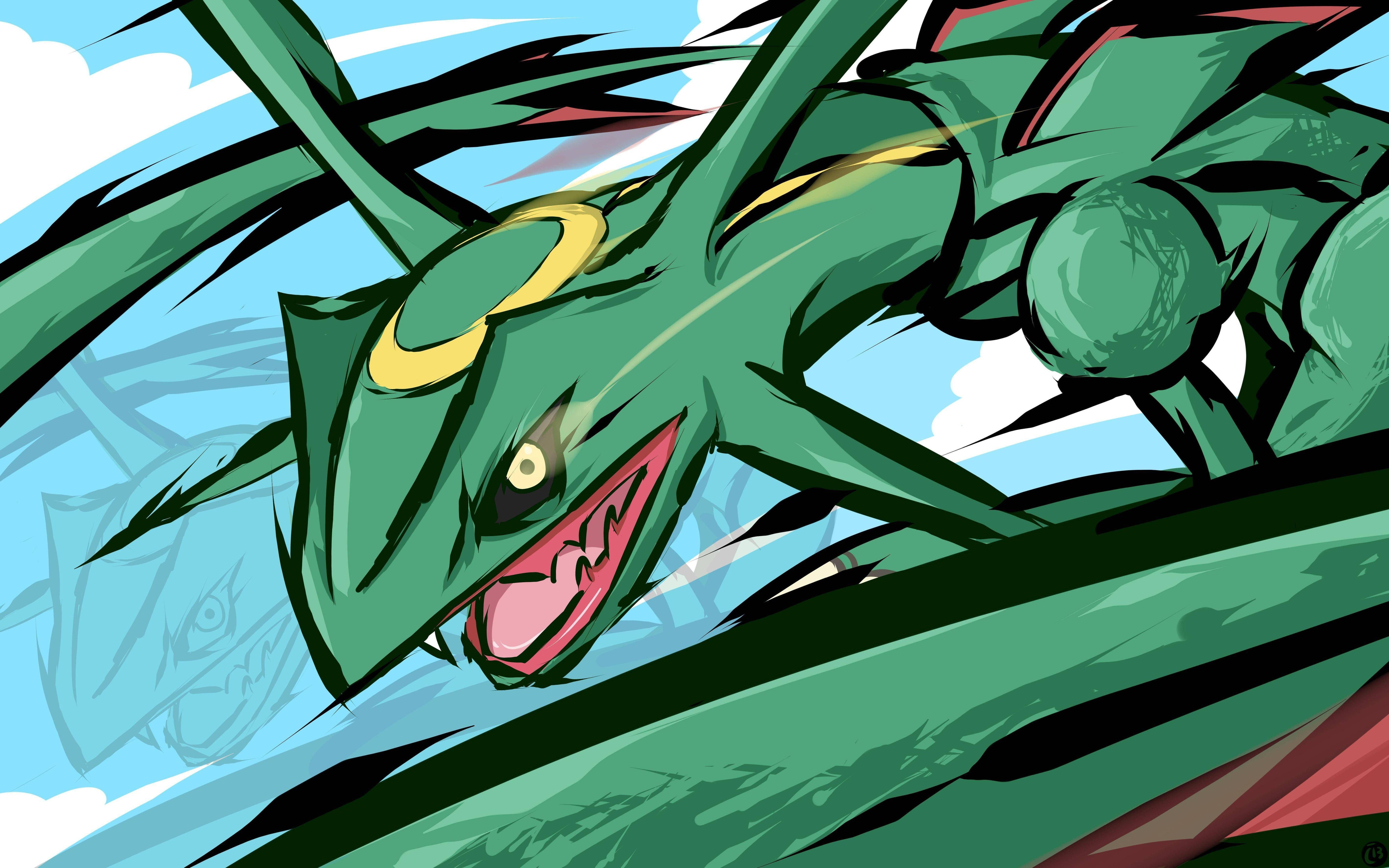 Pokemon Rayquaza wallpaper Pok mon vector illustration backgrounds 2k 4k 5k
