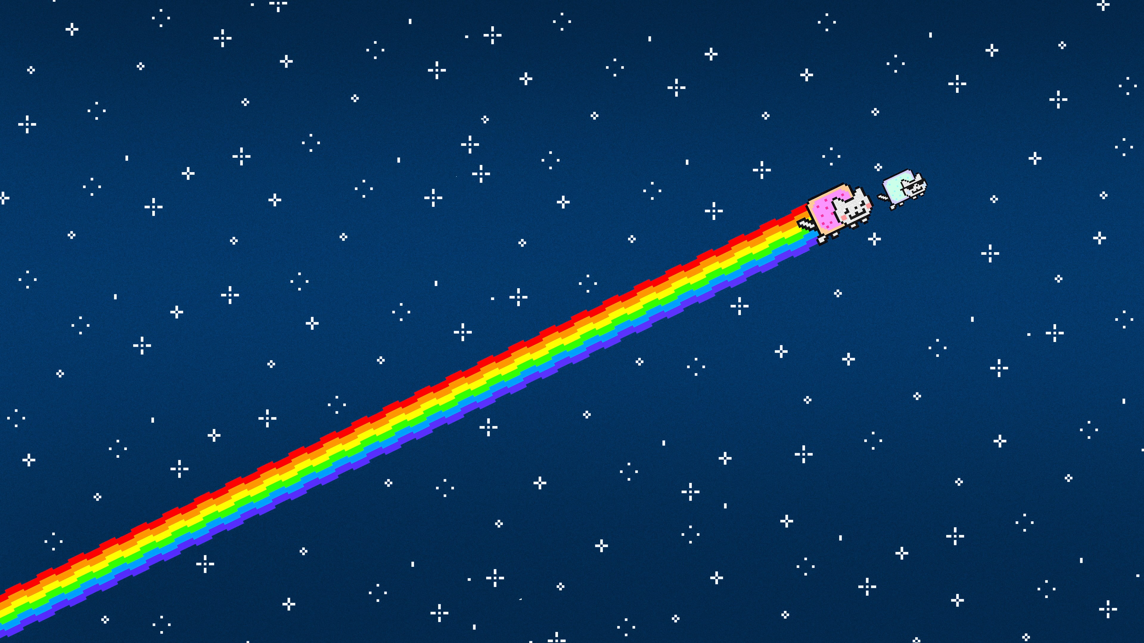 rainbow wallpaper Nyan Cat simple background minimalism 2k 4k