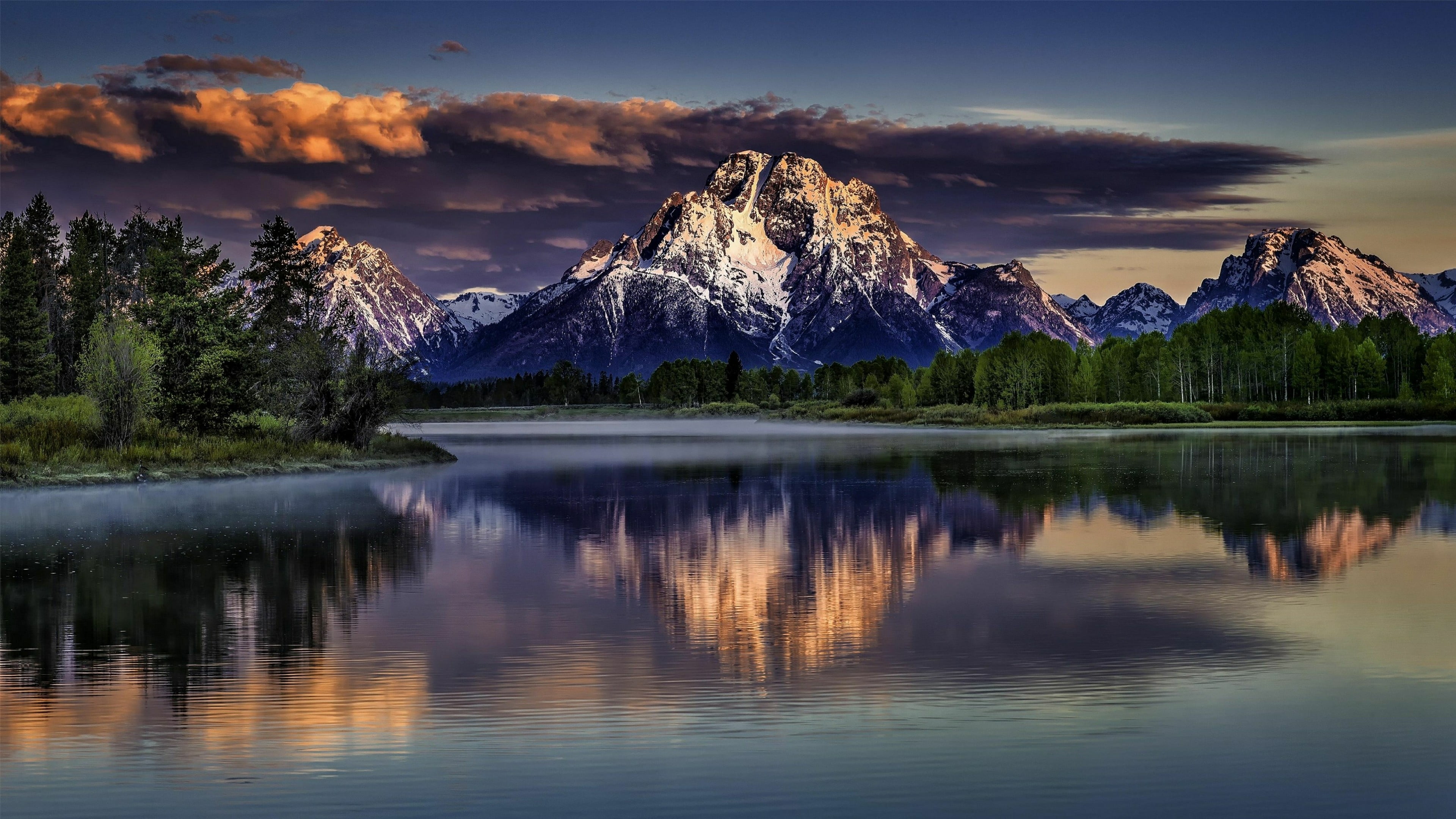 reflection nature sky wilderness mountain grand teton national park 2k 4k