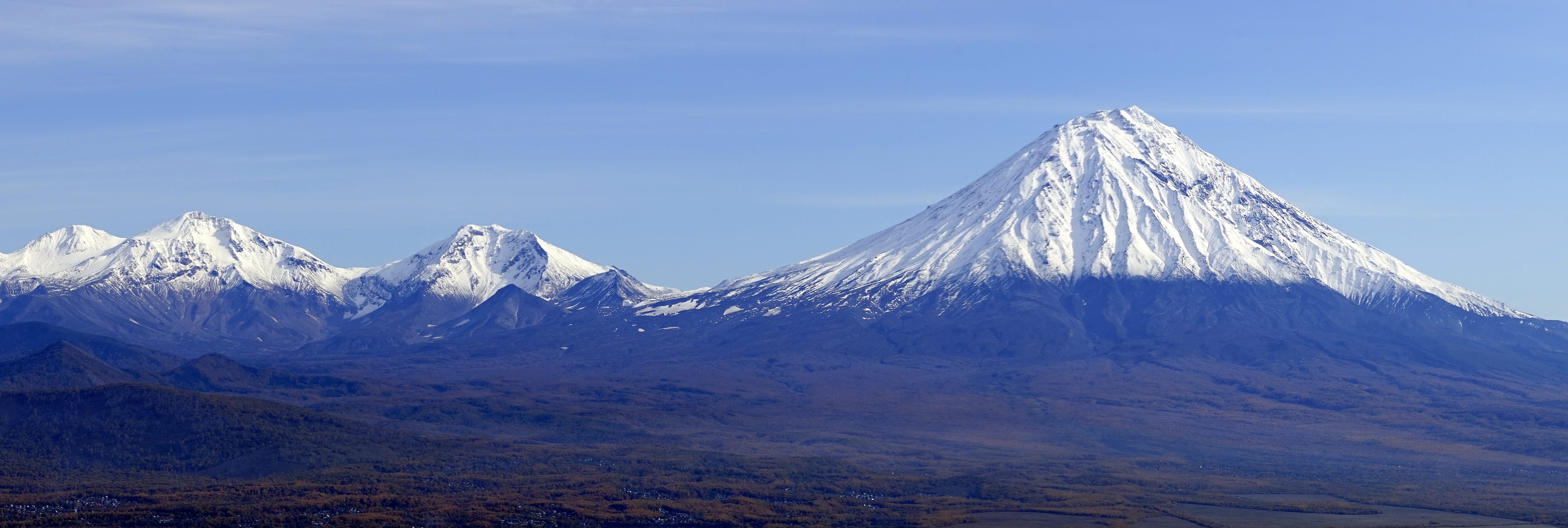 russia kamchatka volcano mountion nature siberia snow 2k 4k 5k