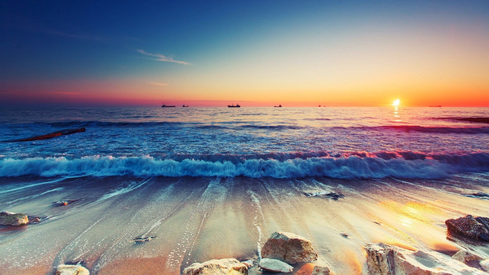 sea waves crashing on shore sunset beach nature coastline 2k 4k