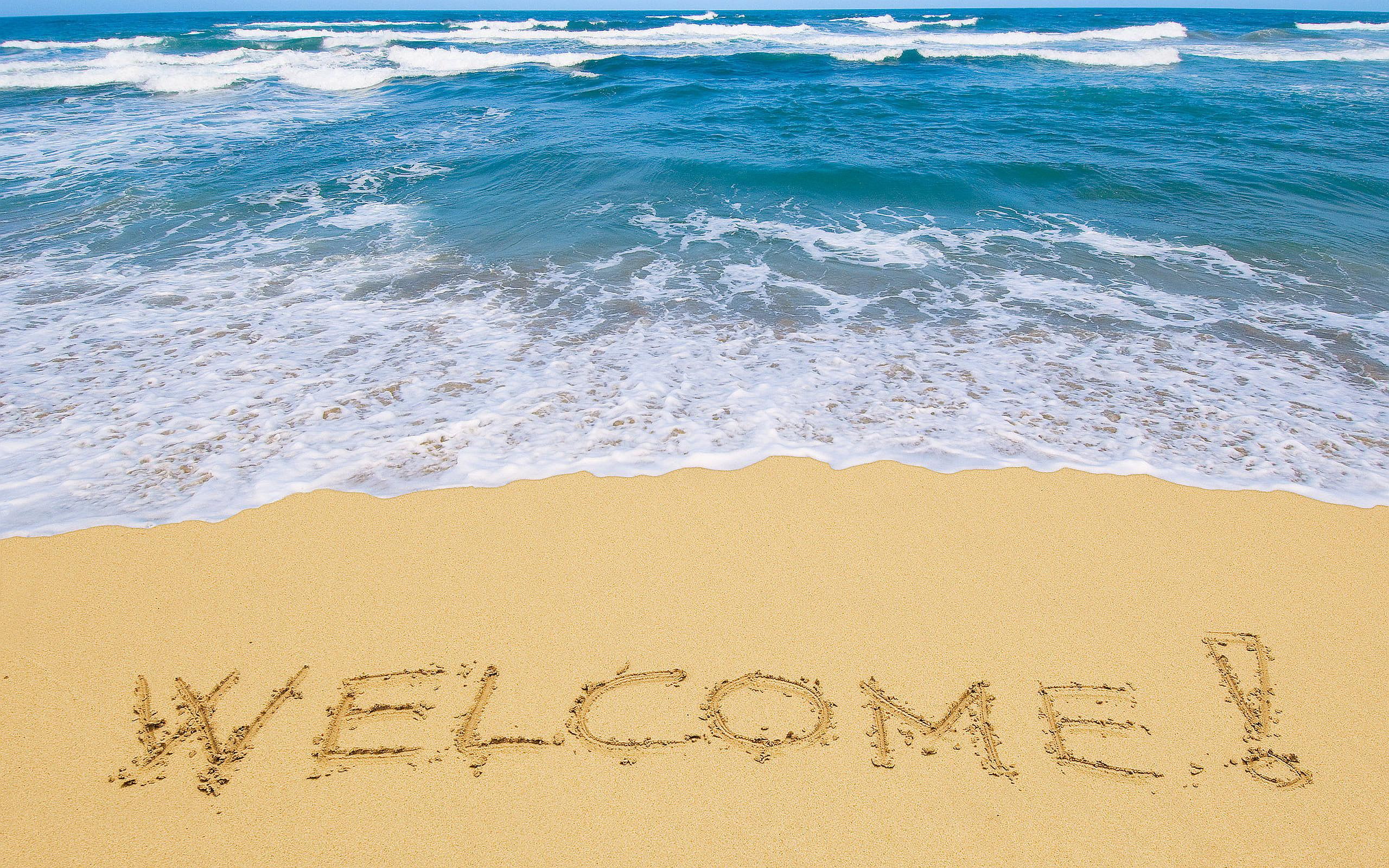 Welcome on Beach welcome sand text nature 2k