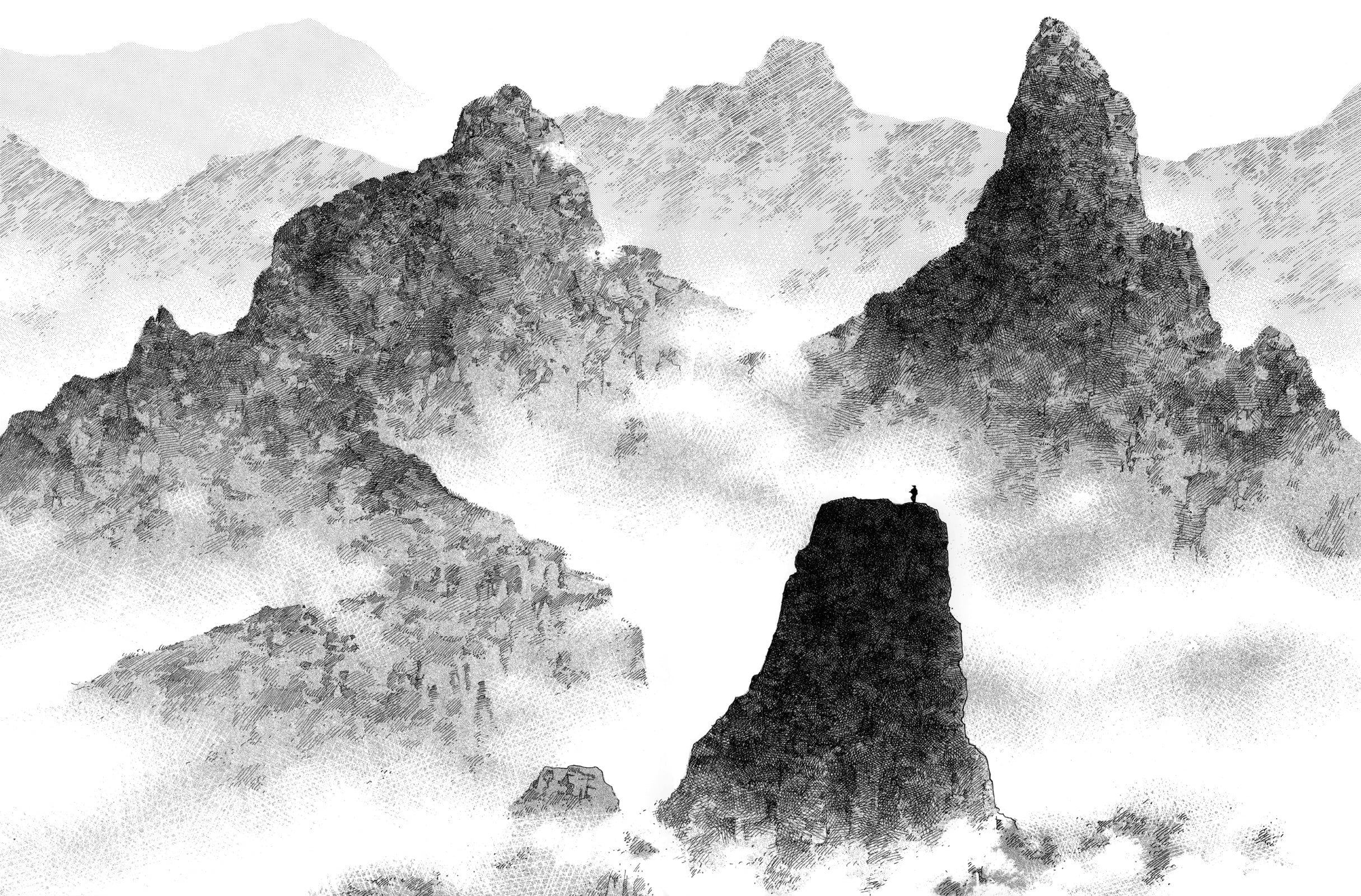 white and black concrete building Vagabond Takehiko Inoue rock formation 2k