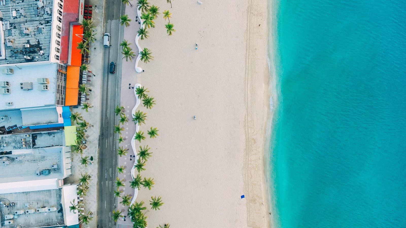 aerial view photography of body water beach shore 2k 4k