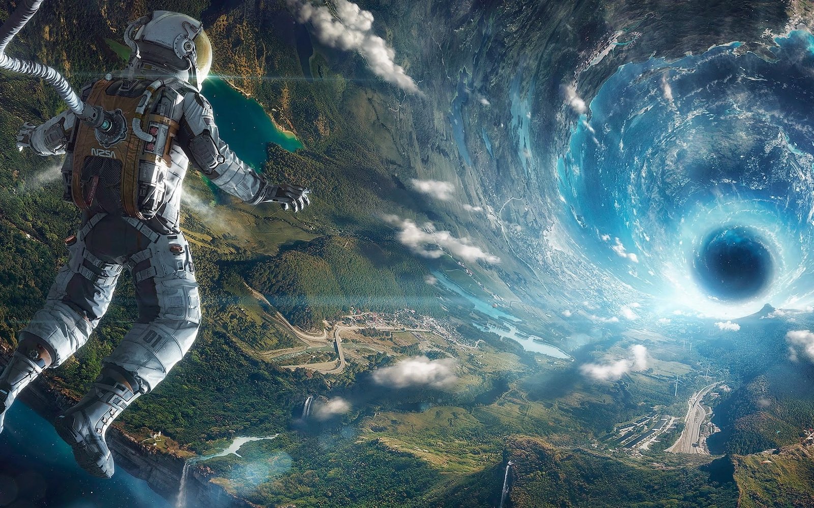 astronaut on sky painting space science fiction digital art 2k