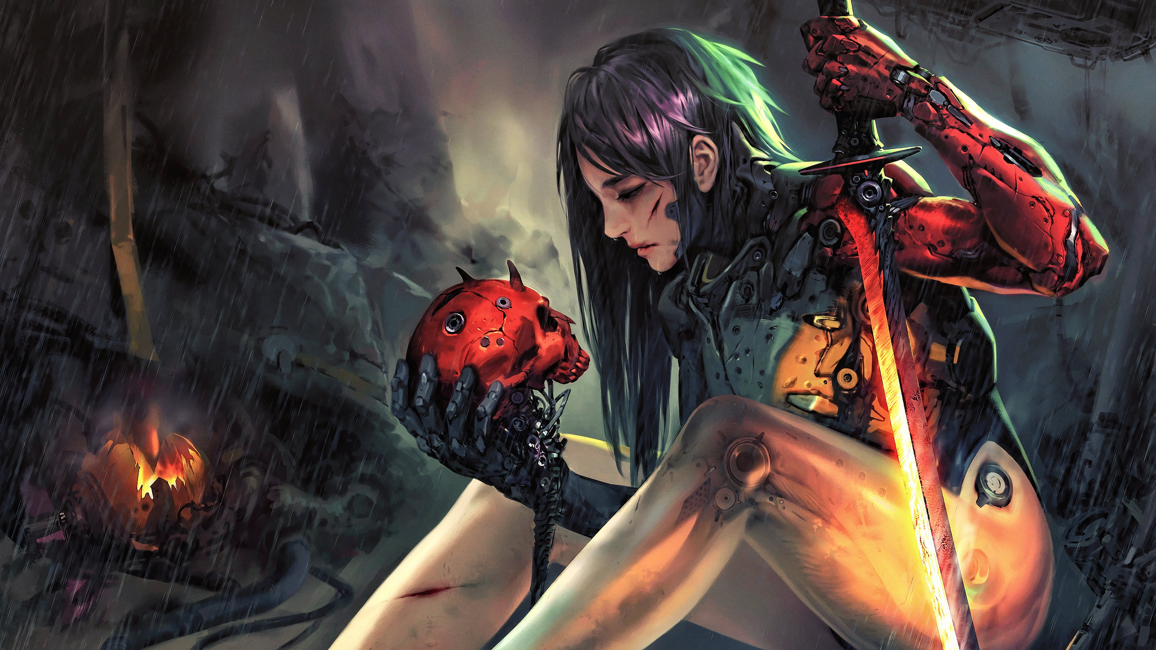 cyber science fiction digital art concept cyberpunk 2k 4k