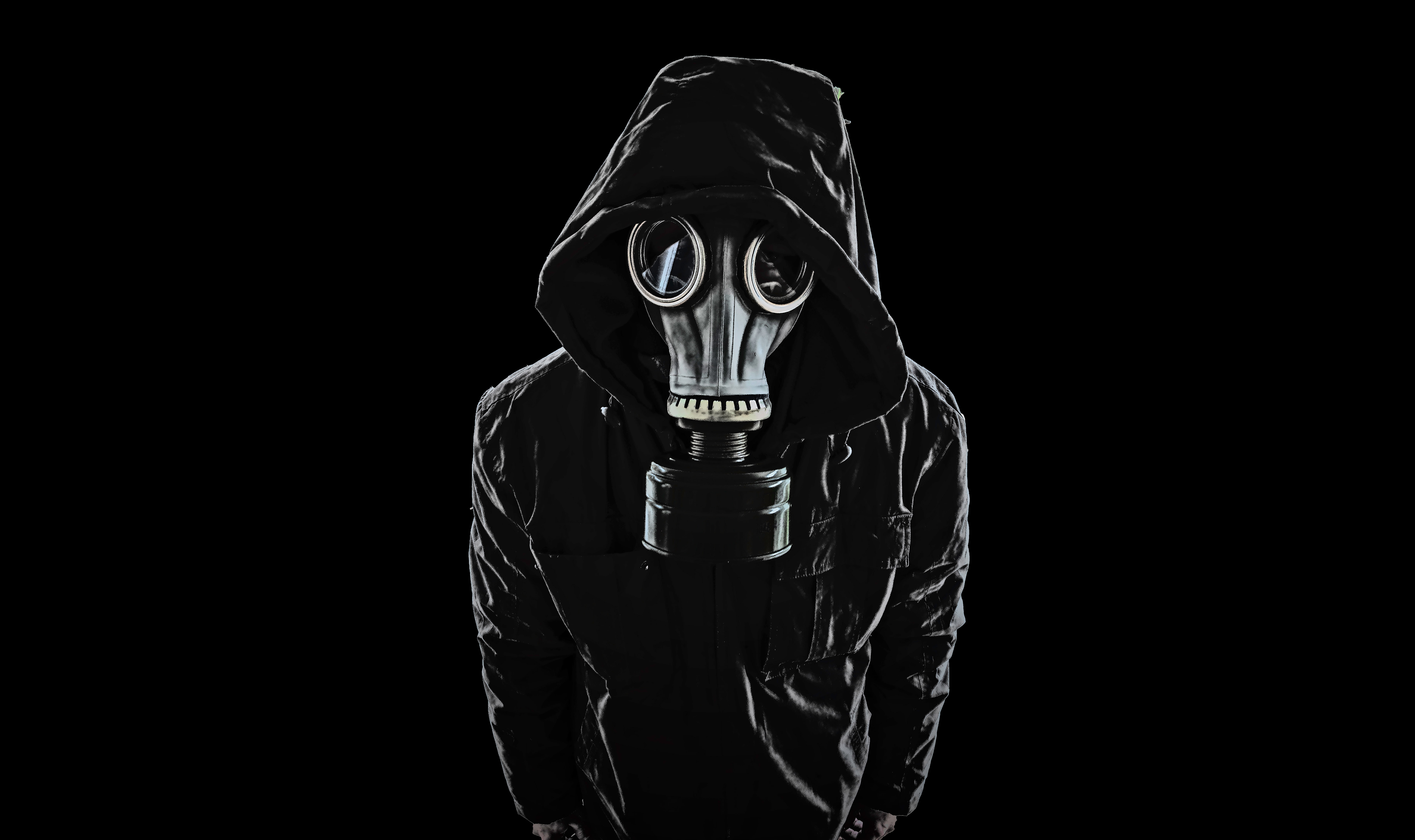 Gas mask Black Dark background 2k 4k 5k 8k