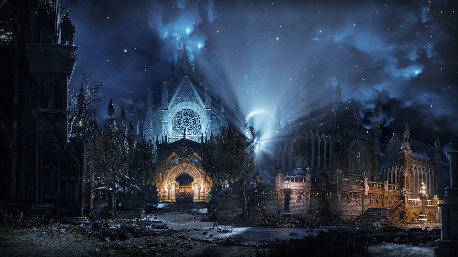 gray castle Dark Souls III Irithyll night video games 2k 4k