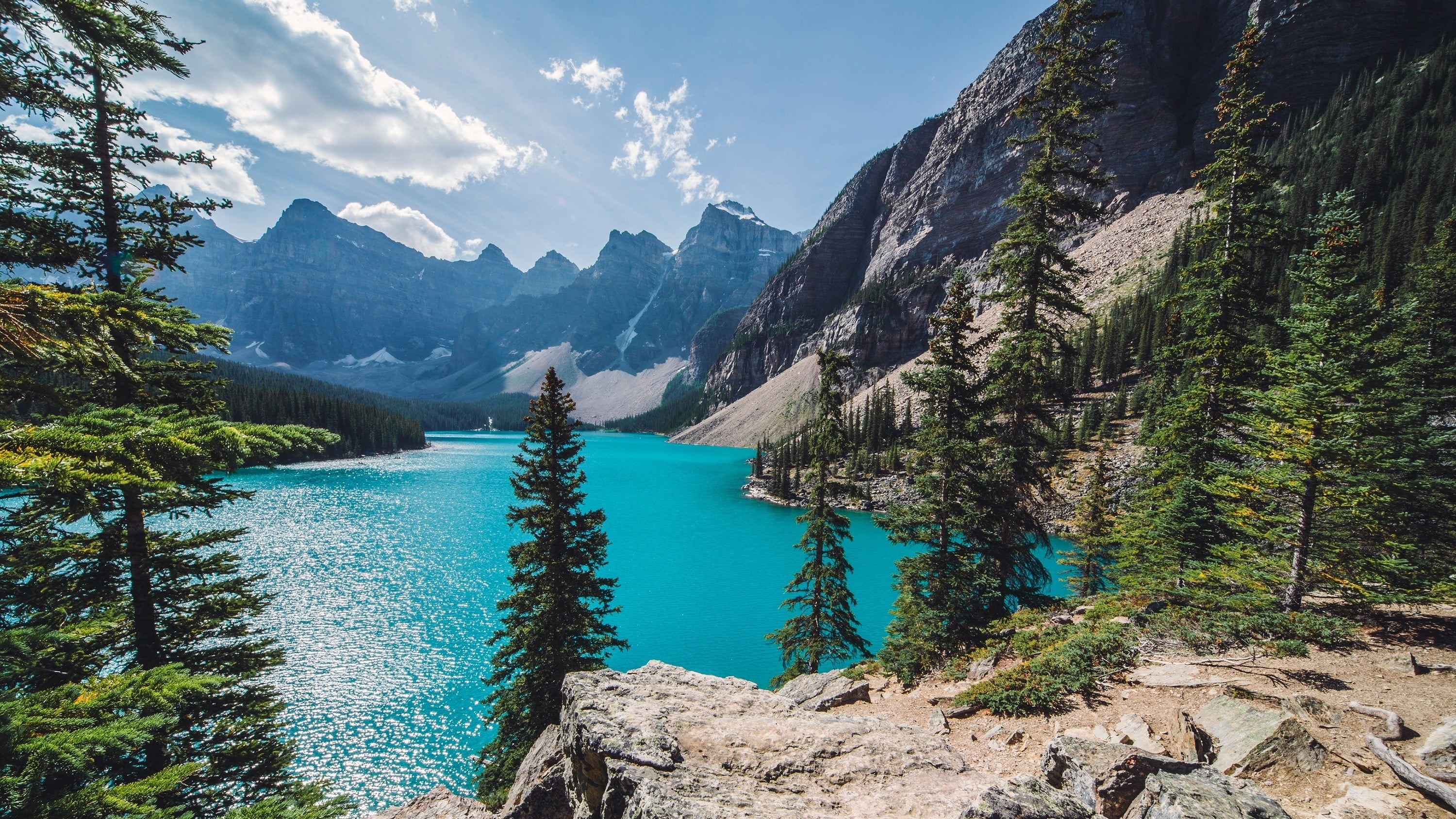 green trees nature landscape Moraine Lake Canada mountains 2k