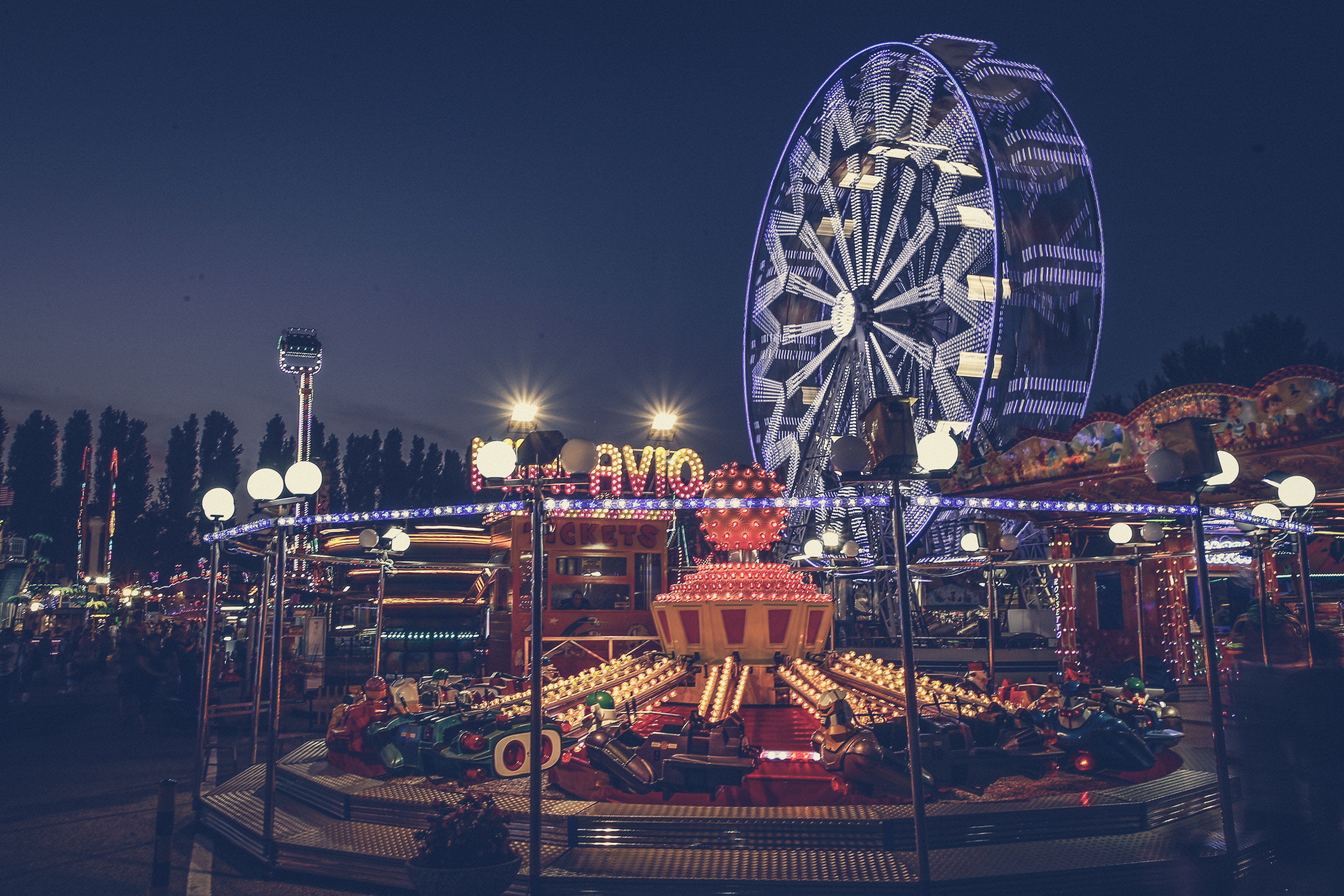 landscape photography of carnival amusement park theme 2k 4k