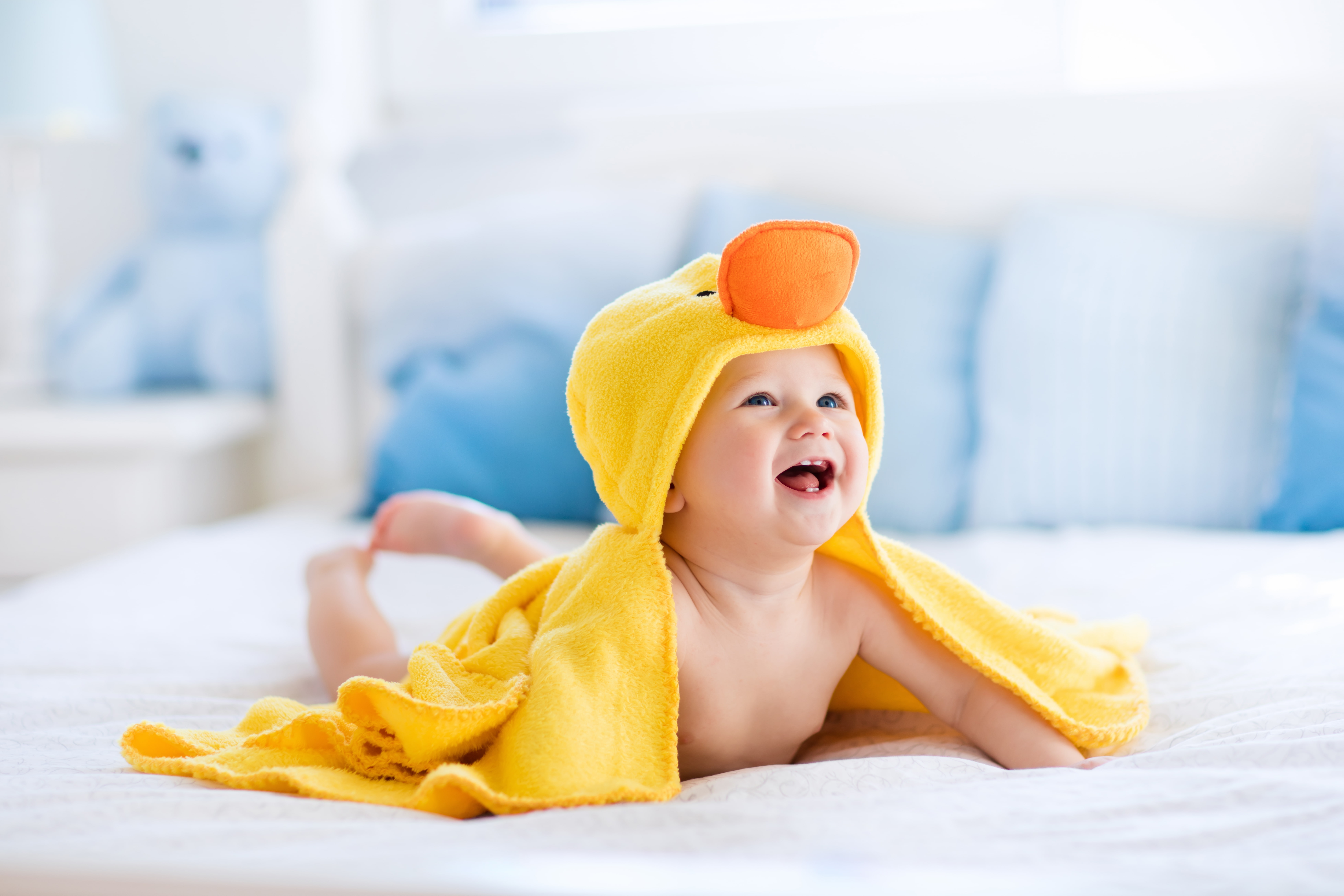 Laugh Duck towel Cute baby After bath Yellow 2k 4k 5k 8k