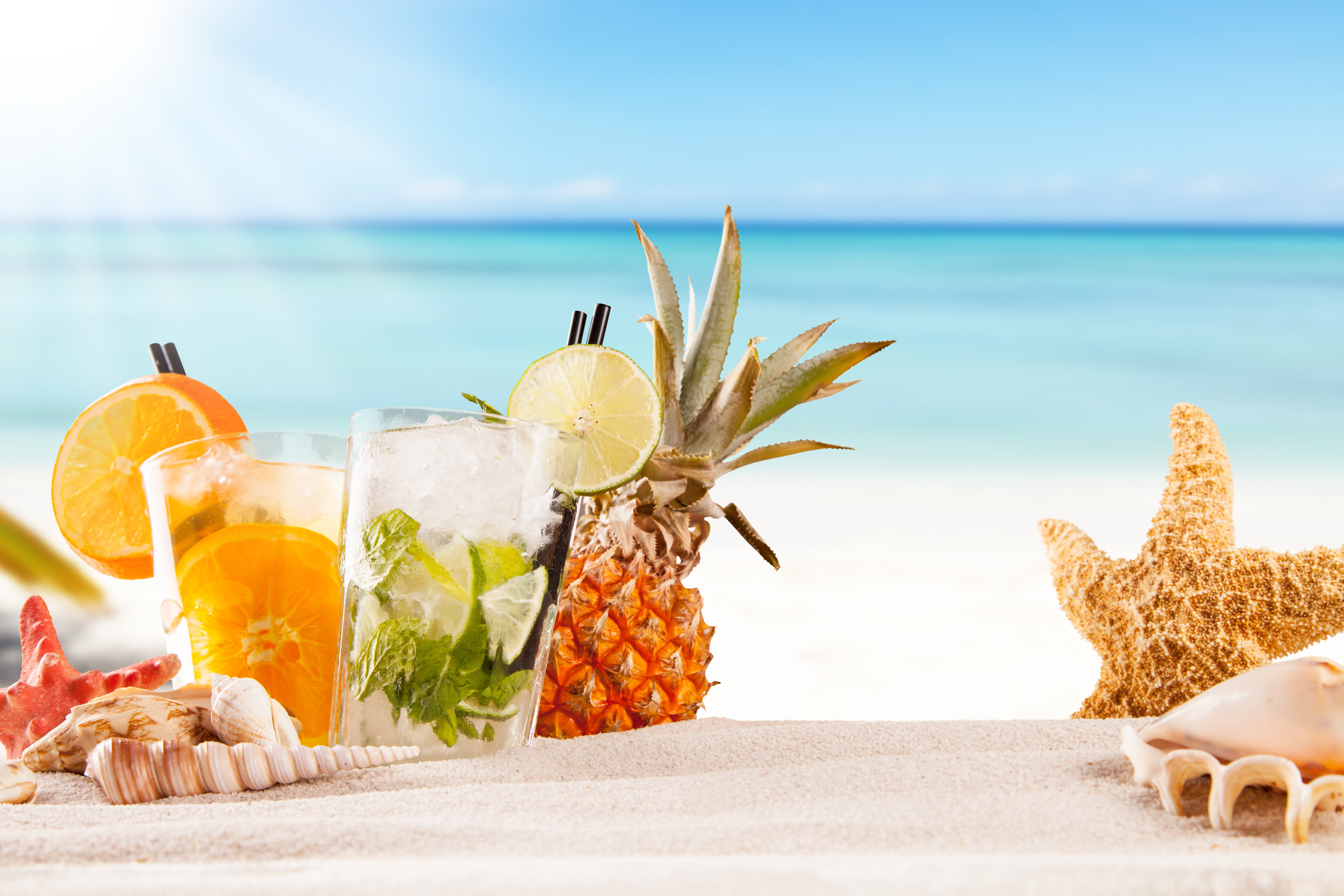 pineapple fruit sea beach cocktail summer fresh paradise 2k 4k 5k