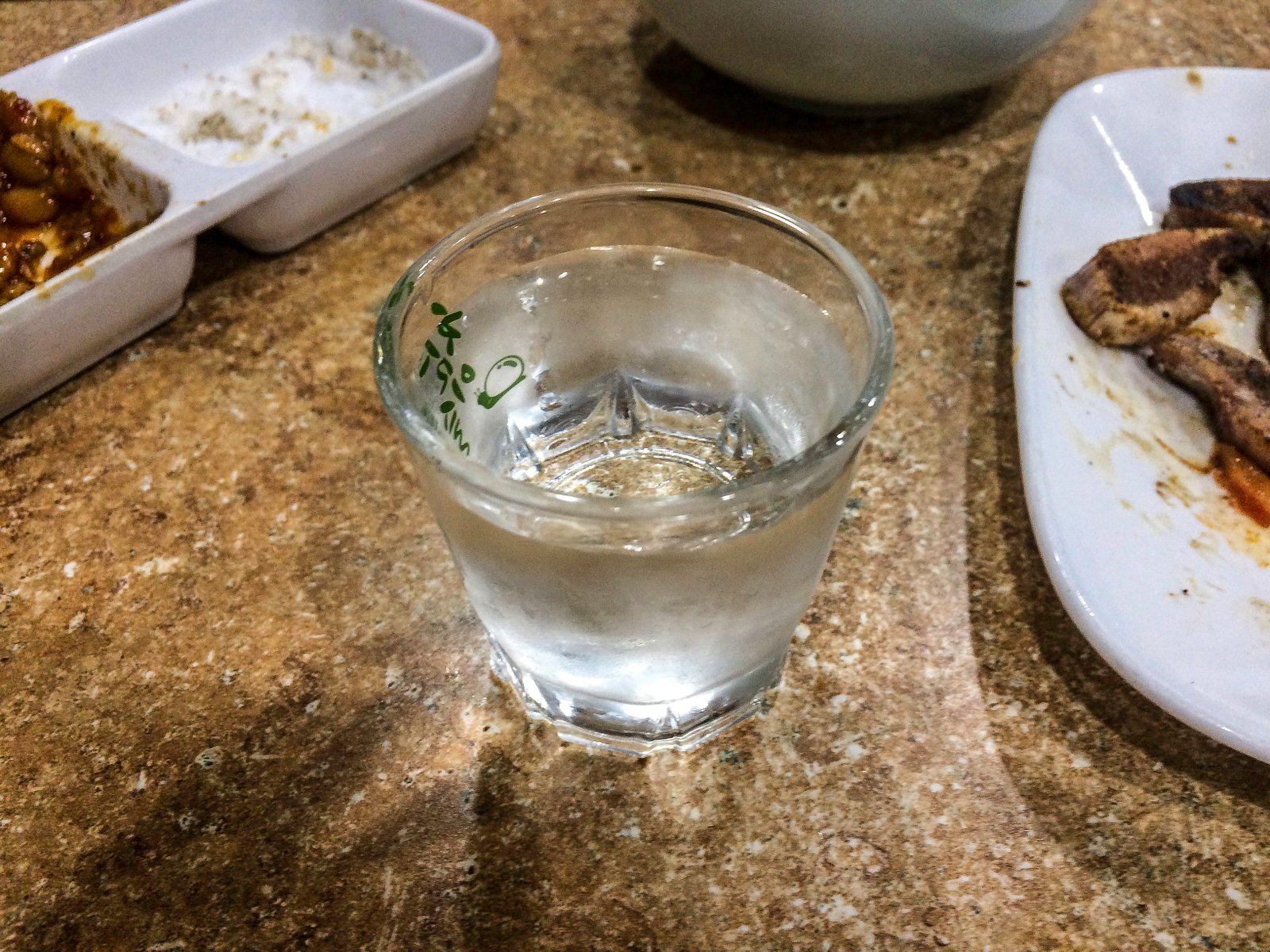 Shot of Soju after Korean BBQ alcohol drink public domain 2k