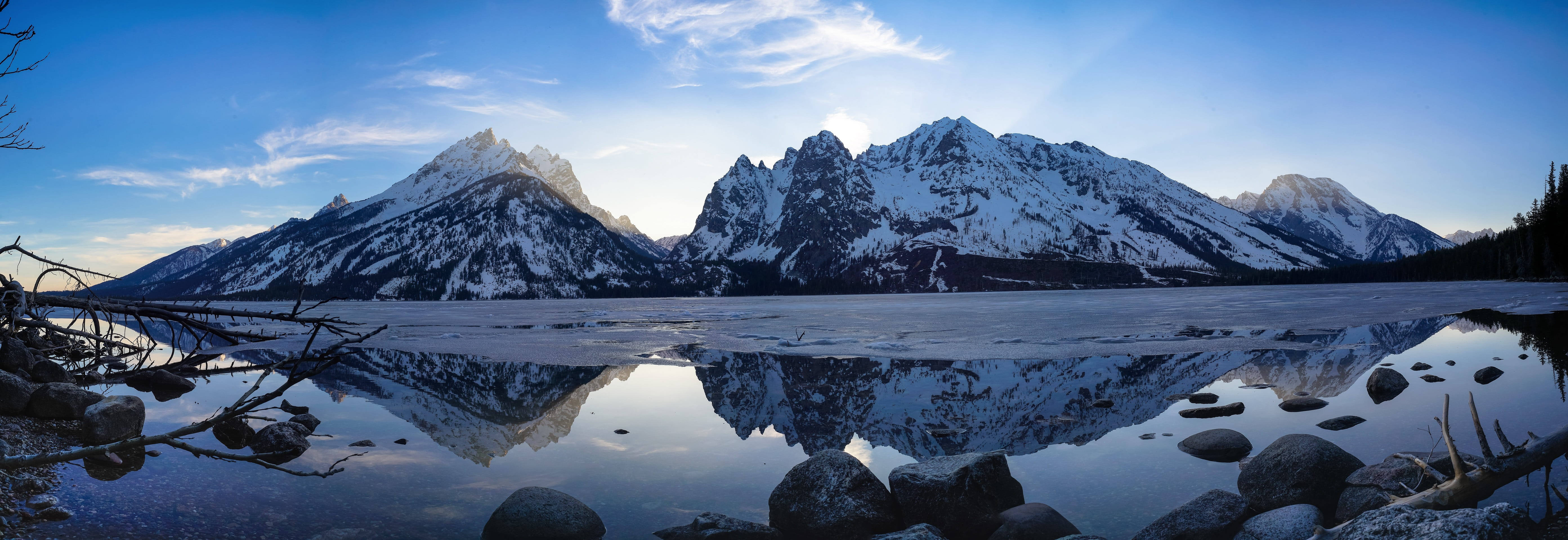 snow covered mountain in panorama photography Grand Teton Snow Mountain 2k 4k 5k
