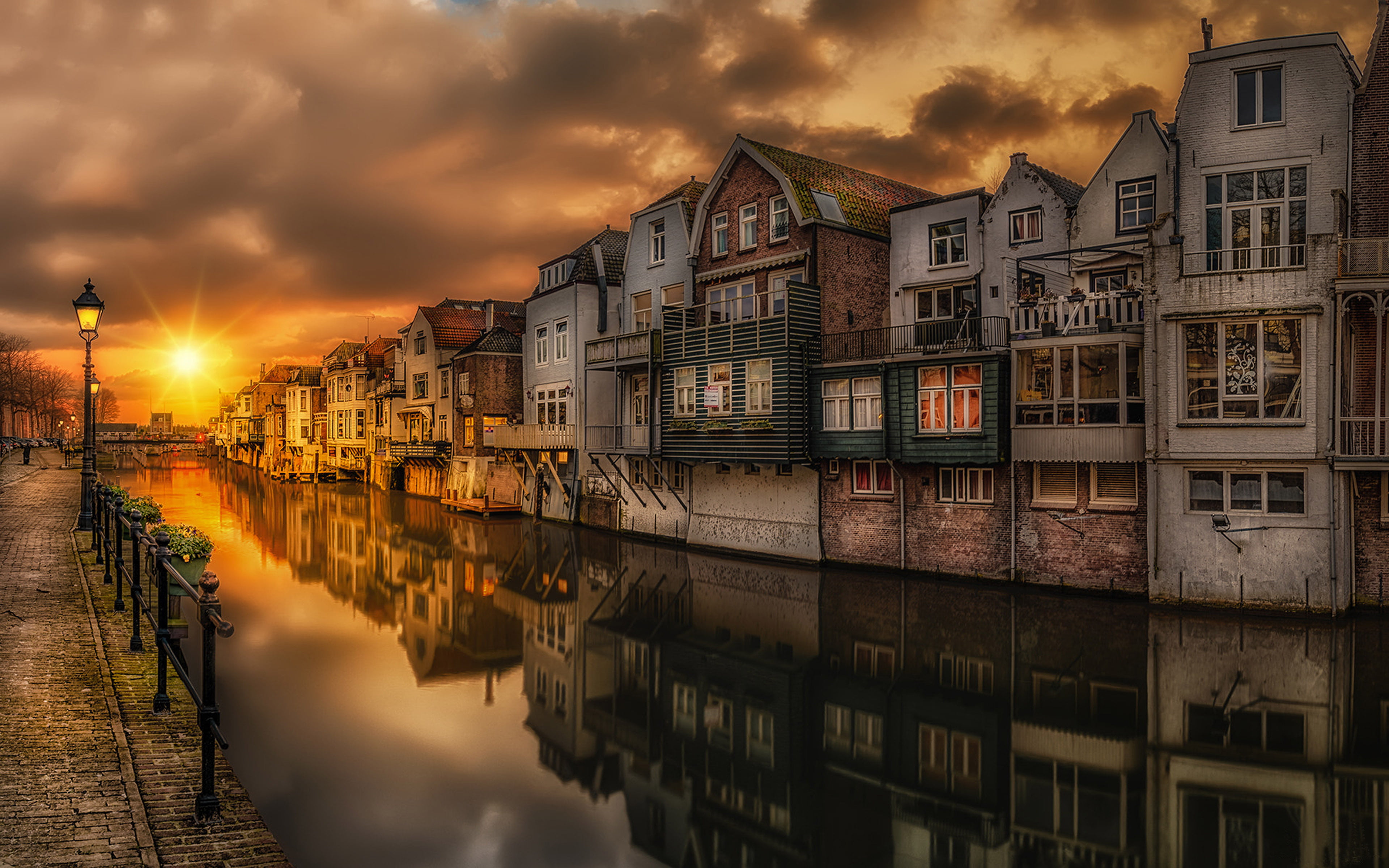 Sunset In Gorinchem Steenenhoek Canal Netherlands Landscape Photography Desktop Wallpaper Hd For Mobile Phones And Laptops 2k 4k