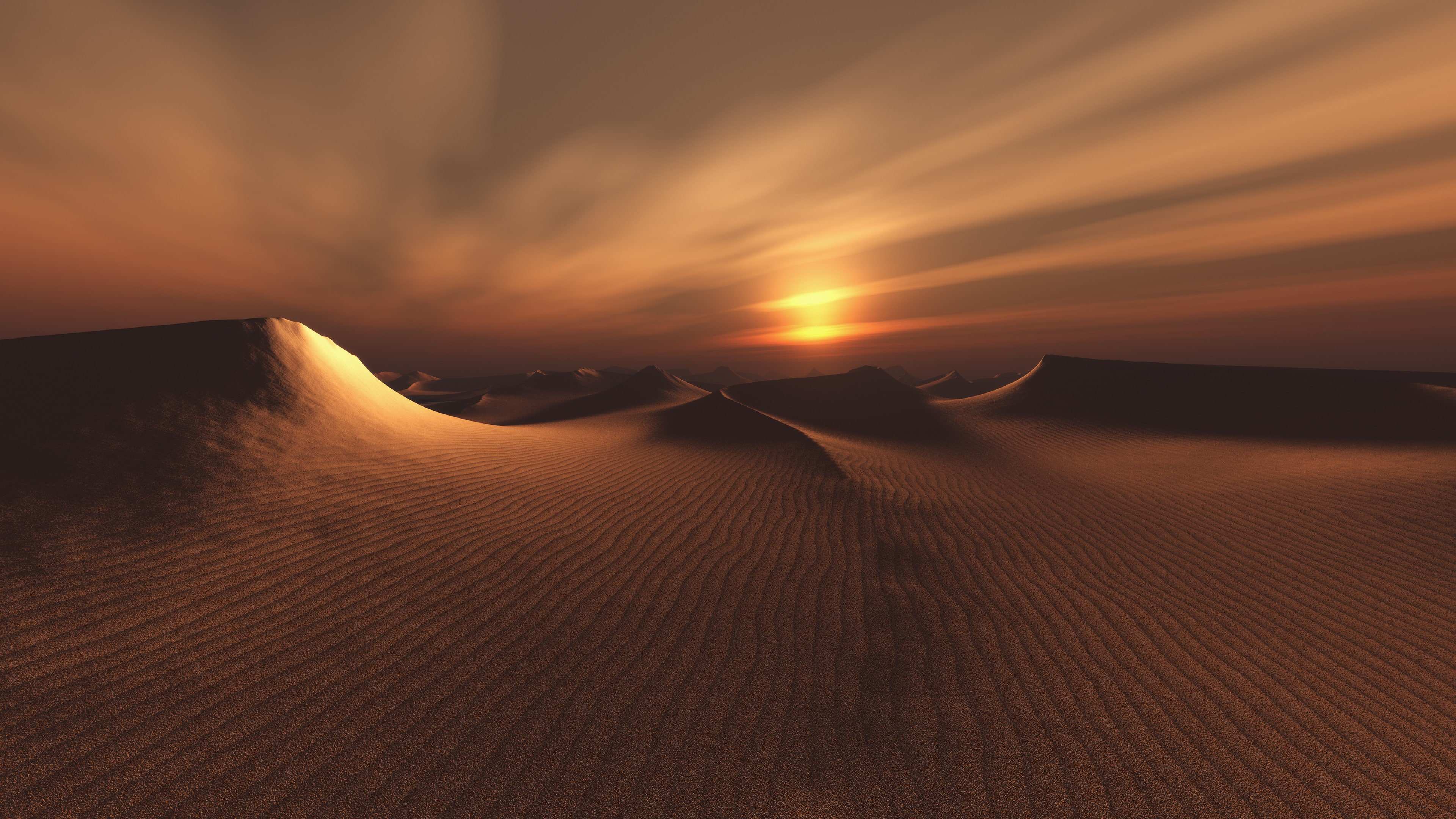 sunset desert sky nature landscape 2k 4k