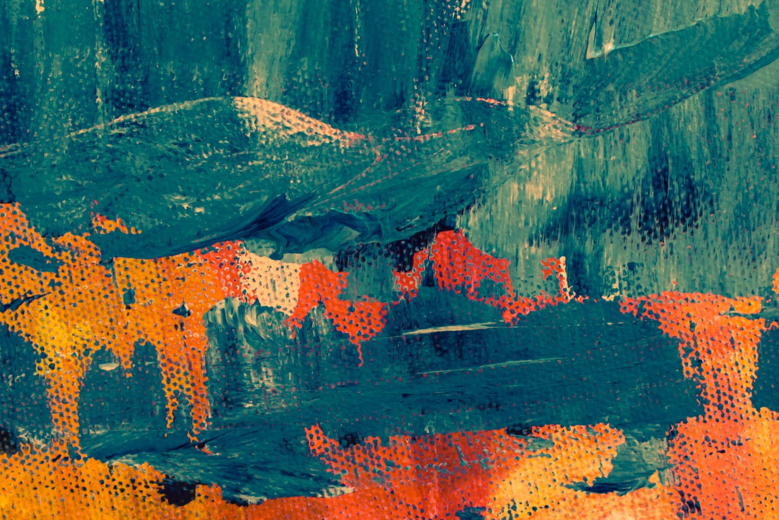 Teal and Orange Abstract Painting acrylic art artistic background 2k