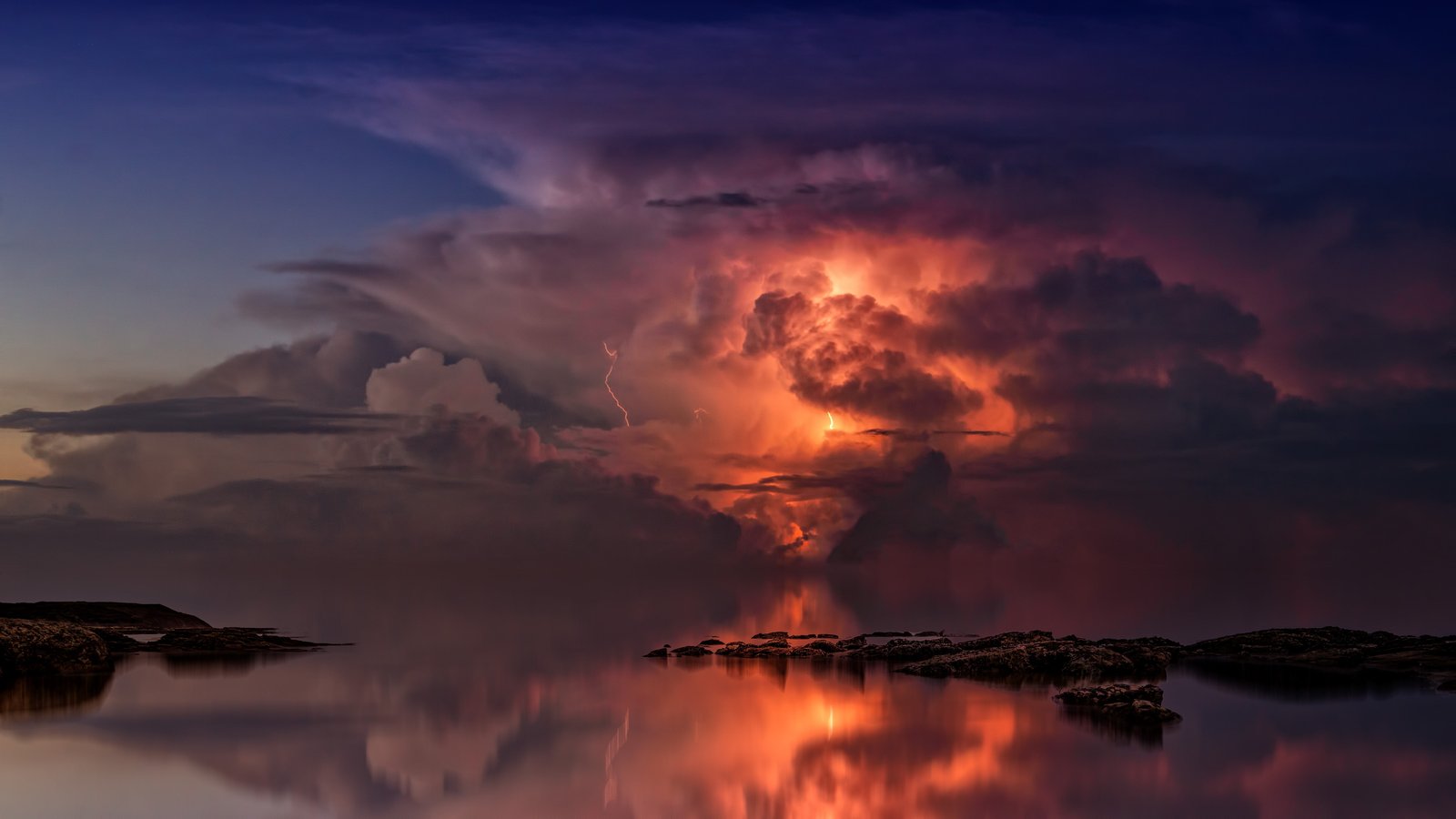 thunderstorm ocean nature hd 2k 4k 5k