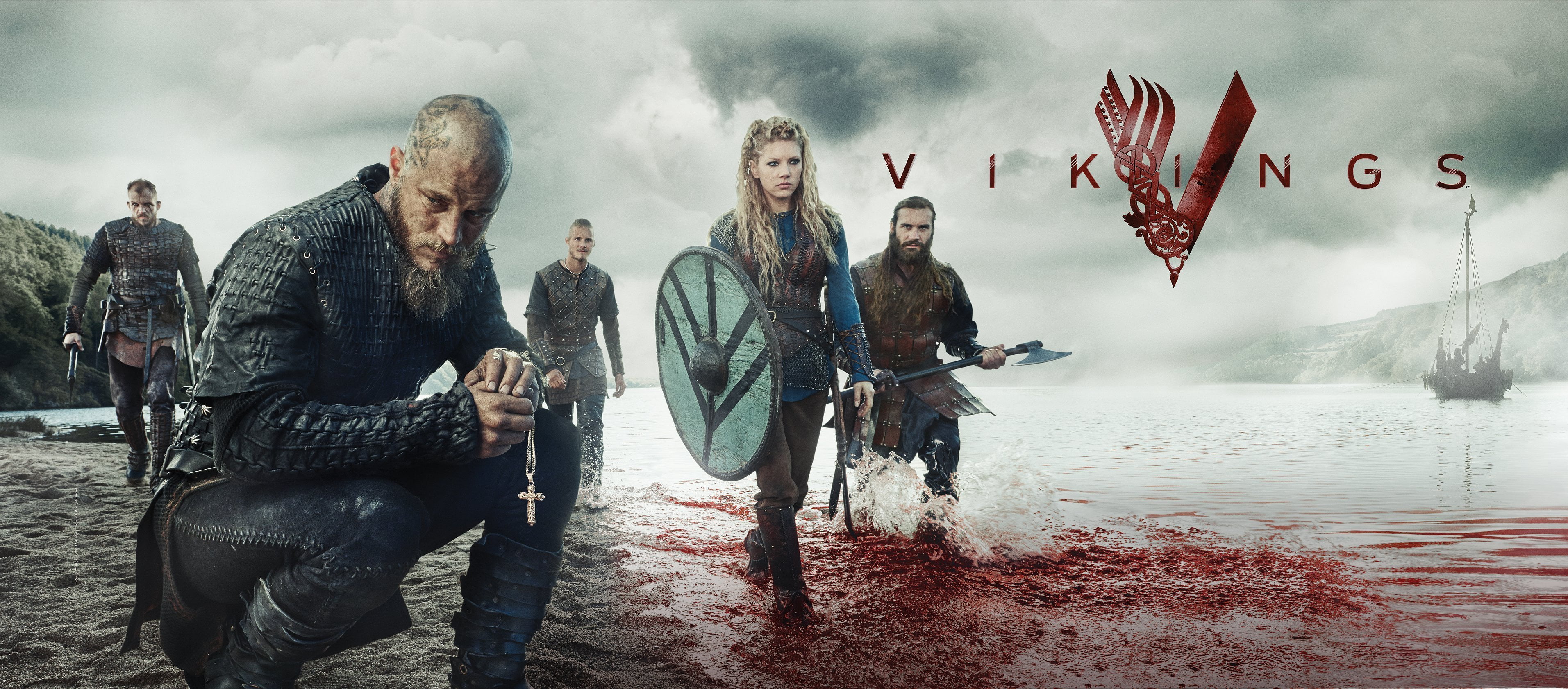 Vikings poster blood the series cross characters fjord 2k 4k