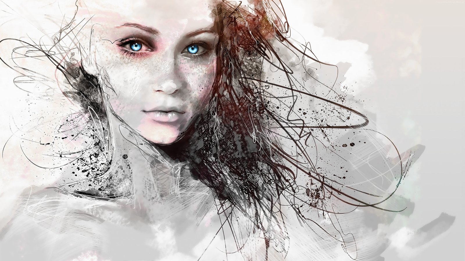 woman illustration blue eyes women digital art portrait looking at viewer 2k 4k