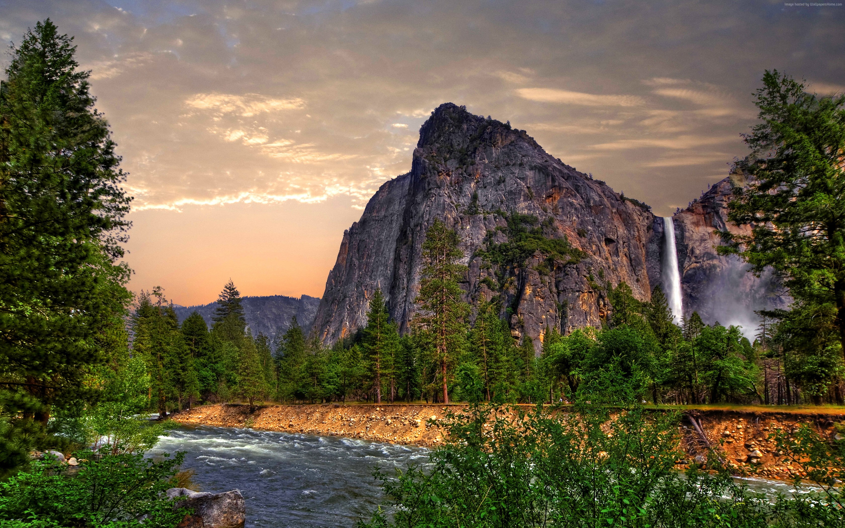 apple Yosemite forest waterfall OSX mountains 2k