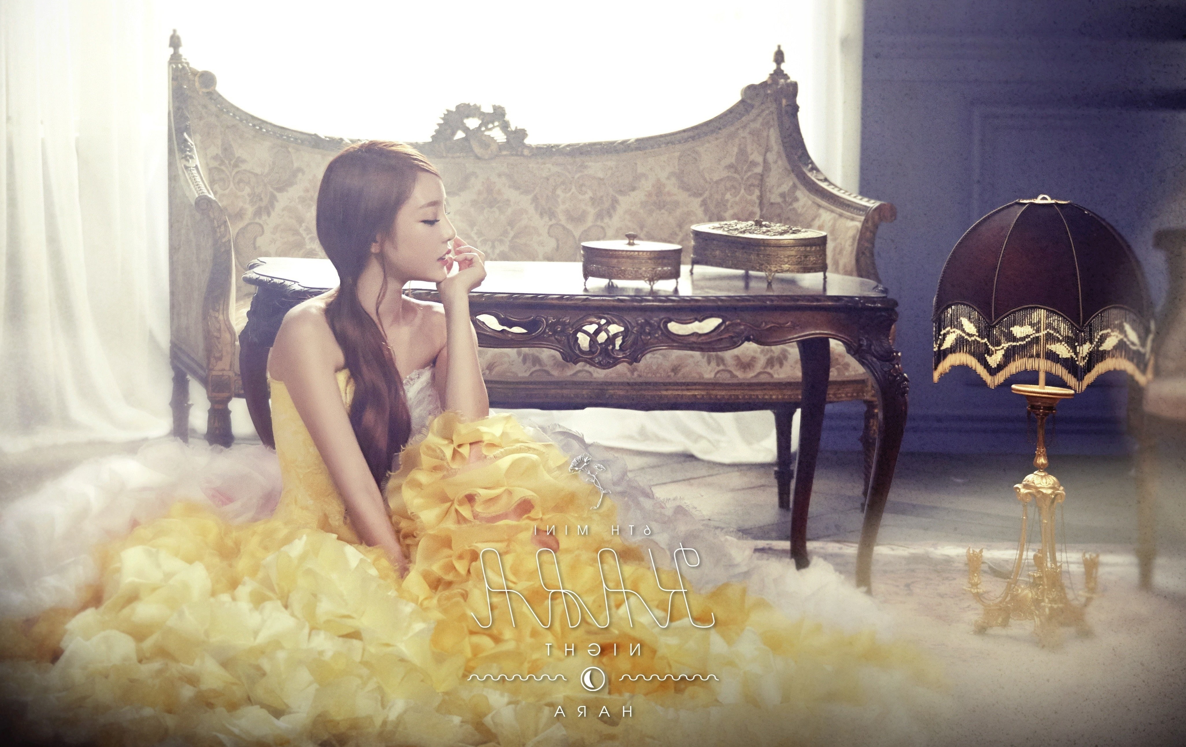 Asian brunette Hara K pop Kara korean women sitting 2k 4k