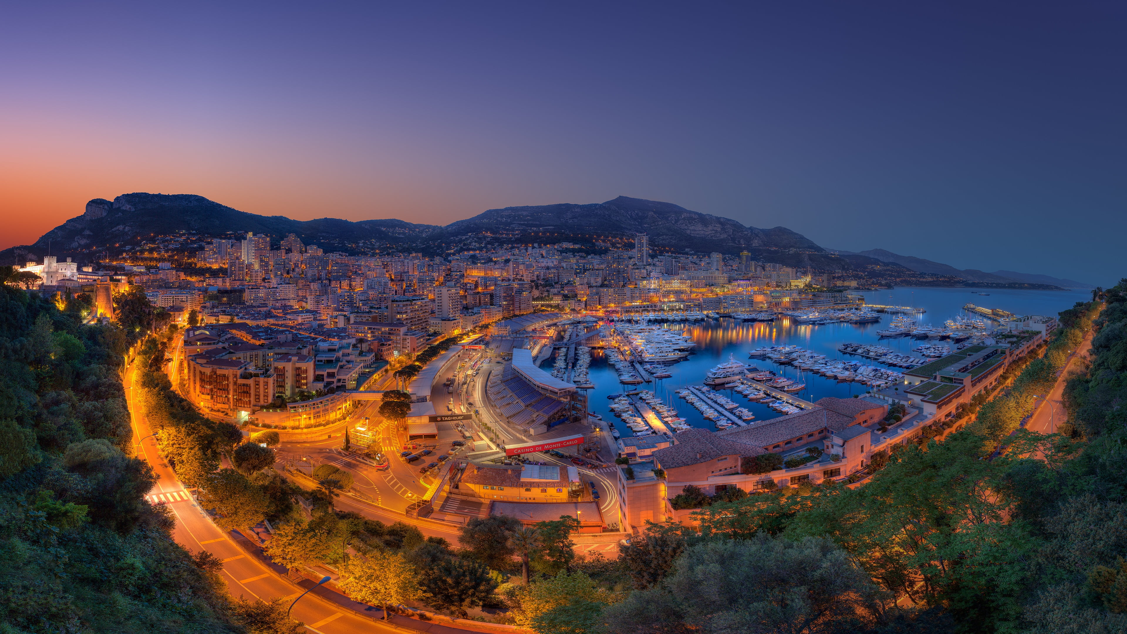 Princess Monaco Monte Carlo Skyline At Night Yachts Port Panorama Ultra Hd Desktop Wallpaper For Mobile And Tablet 2k 4k