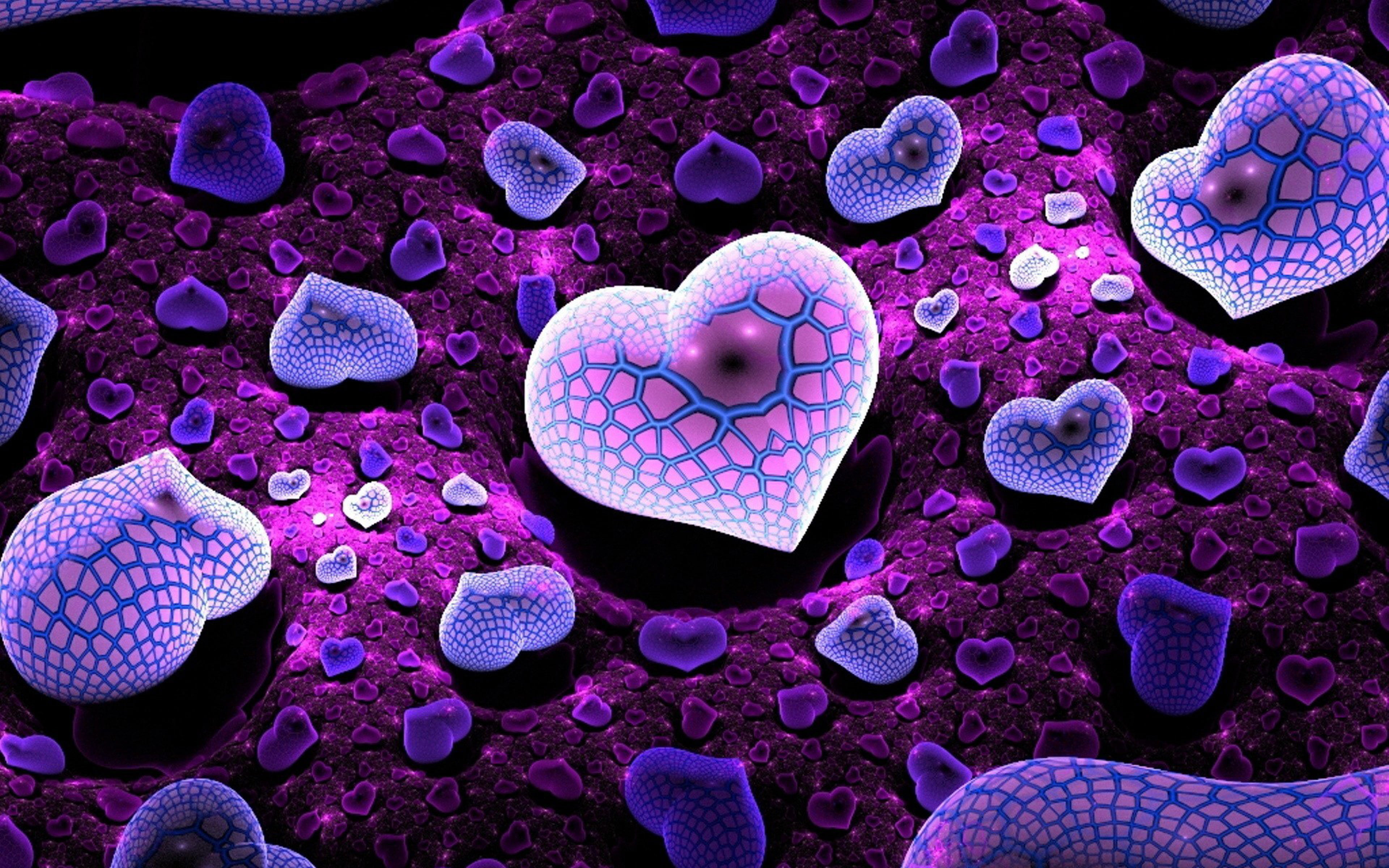 Purple Heart Love Abstract Graphic Wallpaper For Desktop Pc Tablet Mobile Phones 2k 4k