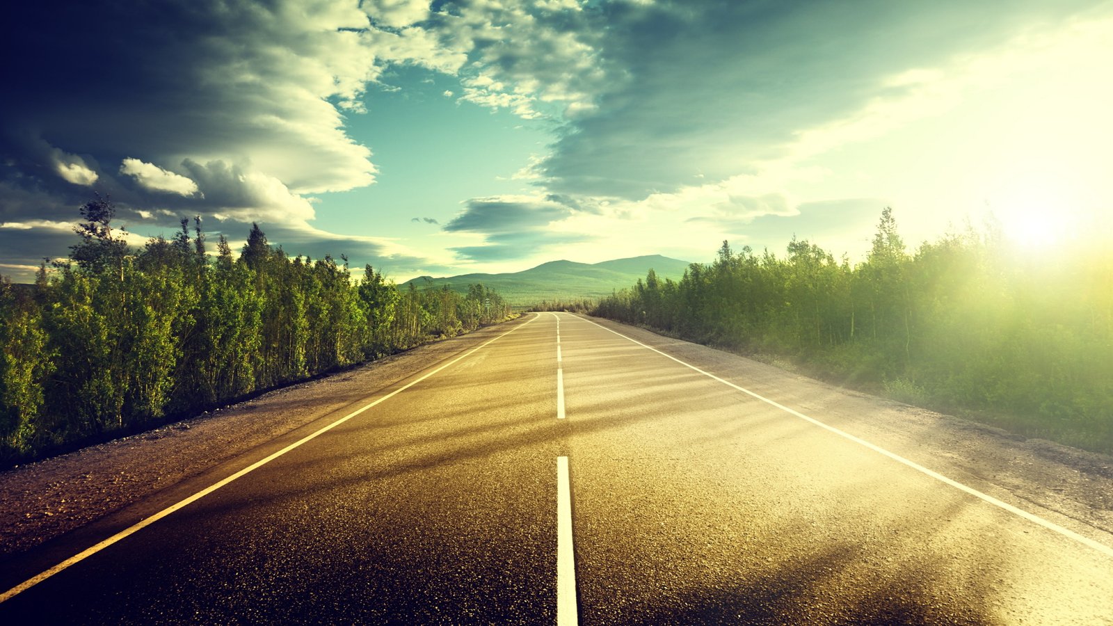 road highway asphalt sunshine trip travel sky cloud 2k 4k