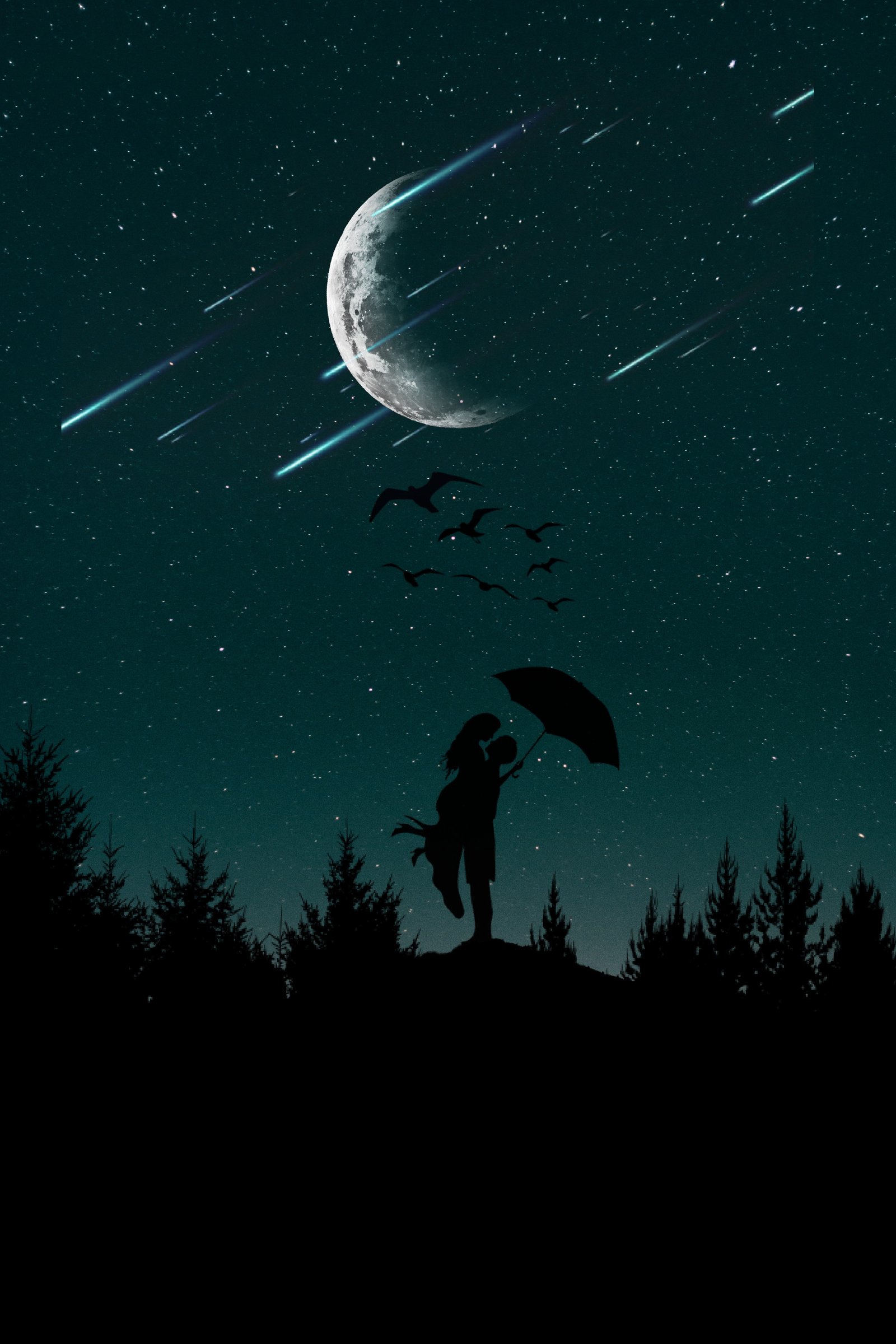 two person during nighttime love sky woman romantic couple 2k 4k