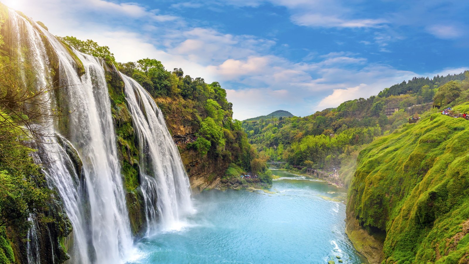 waterfall nature body of water huangguoshu zhenning 2k 4k