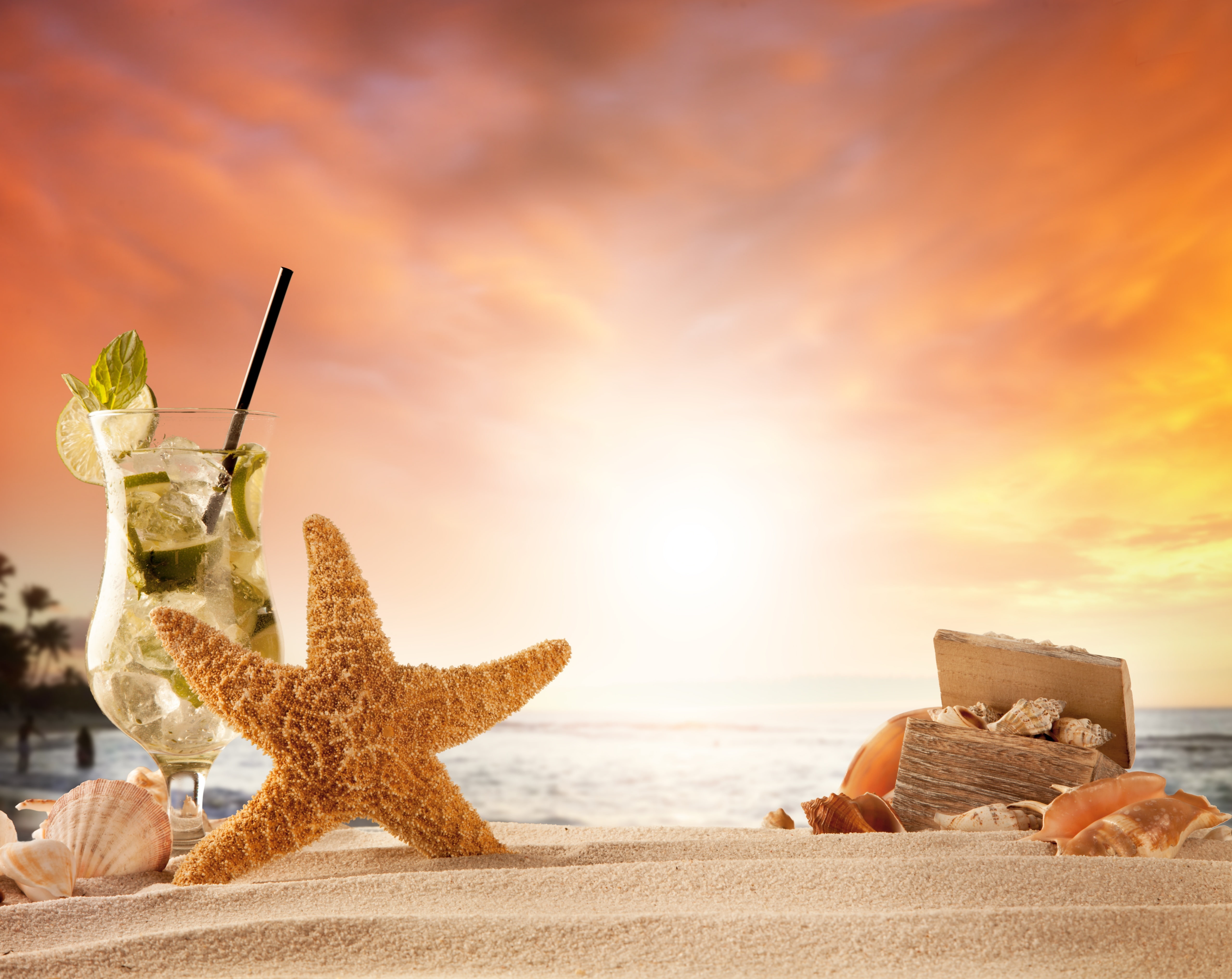 Welcome Summer Sea and Beach Seasons Sunset Sand Starfish 2k 4k 5k