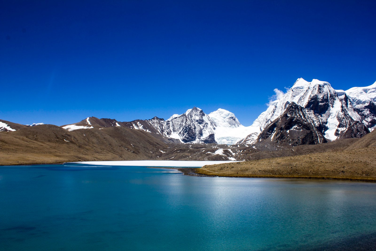 cold glacier snow landscape daylight gurudongmar lake himalayas 2k 4k 5k