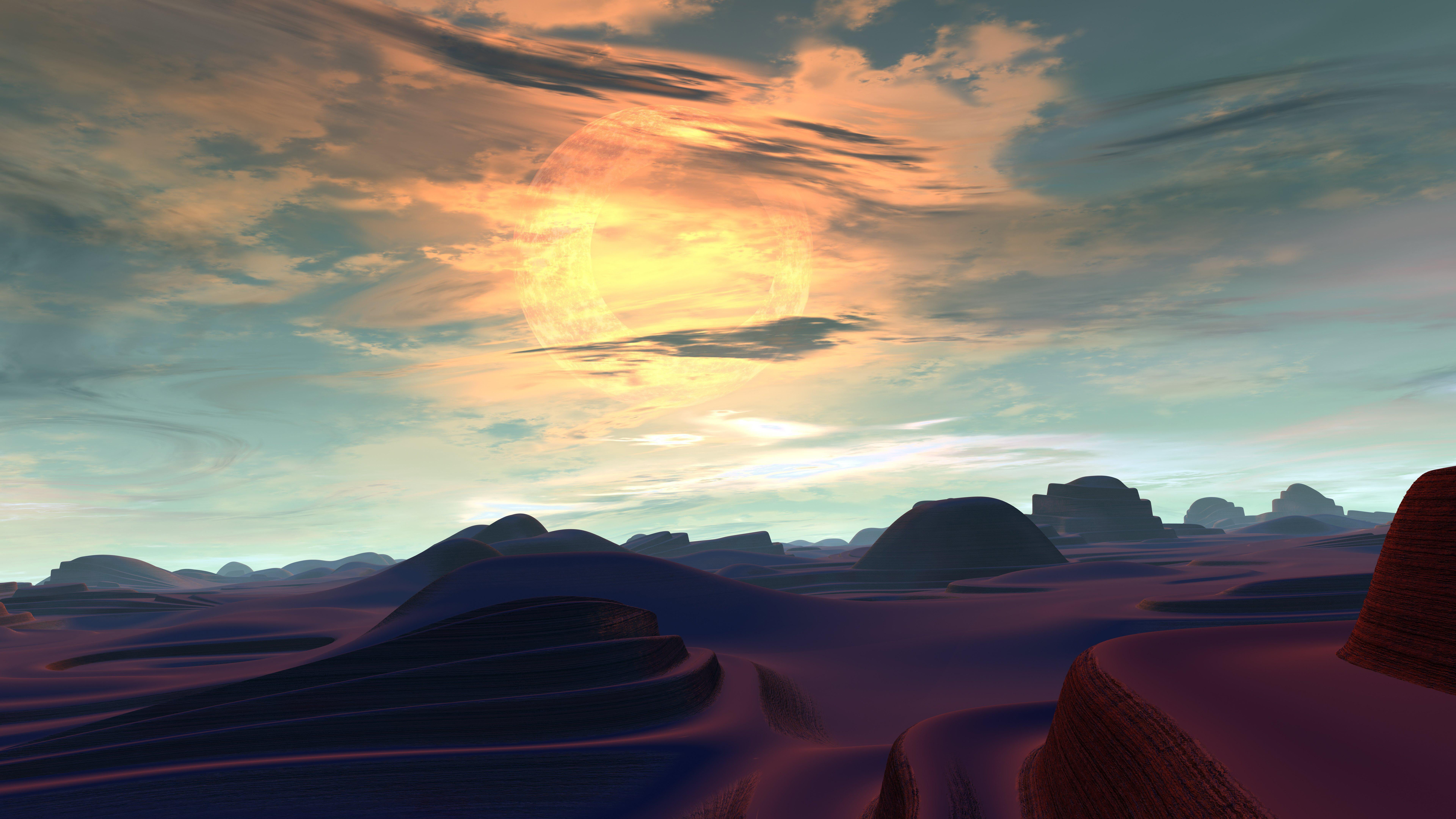 fantasy landscape desert scifi science fiction digital art 2k 4k 5k 8k