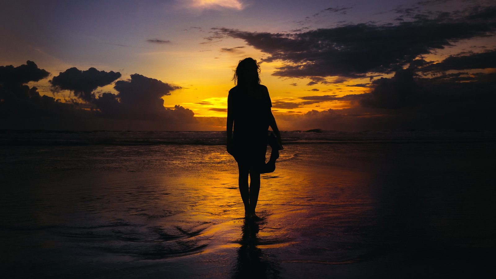 girl Beach silhouette 2k 4k 5k