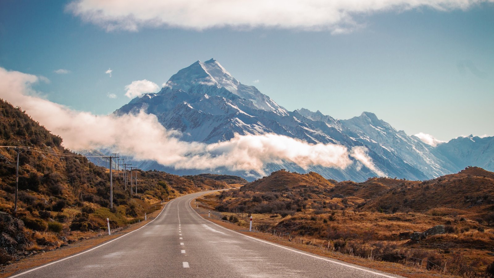 gray concrete road nature landscape New Zealand mountain 2k 4k 5k