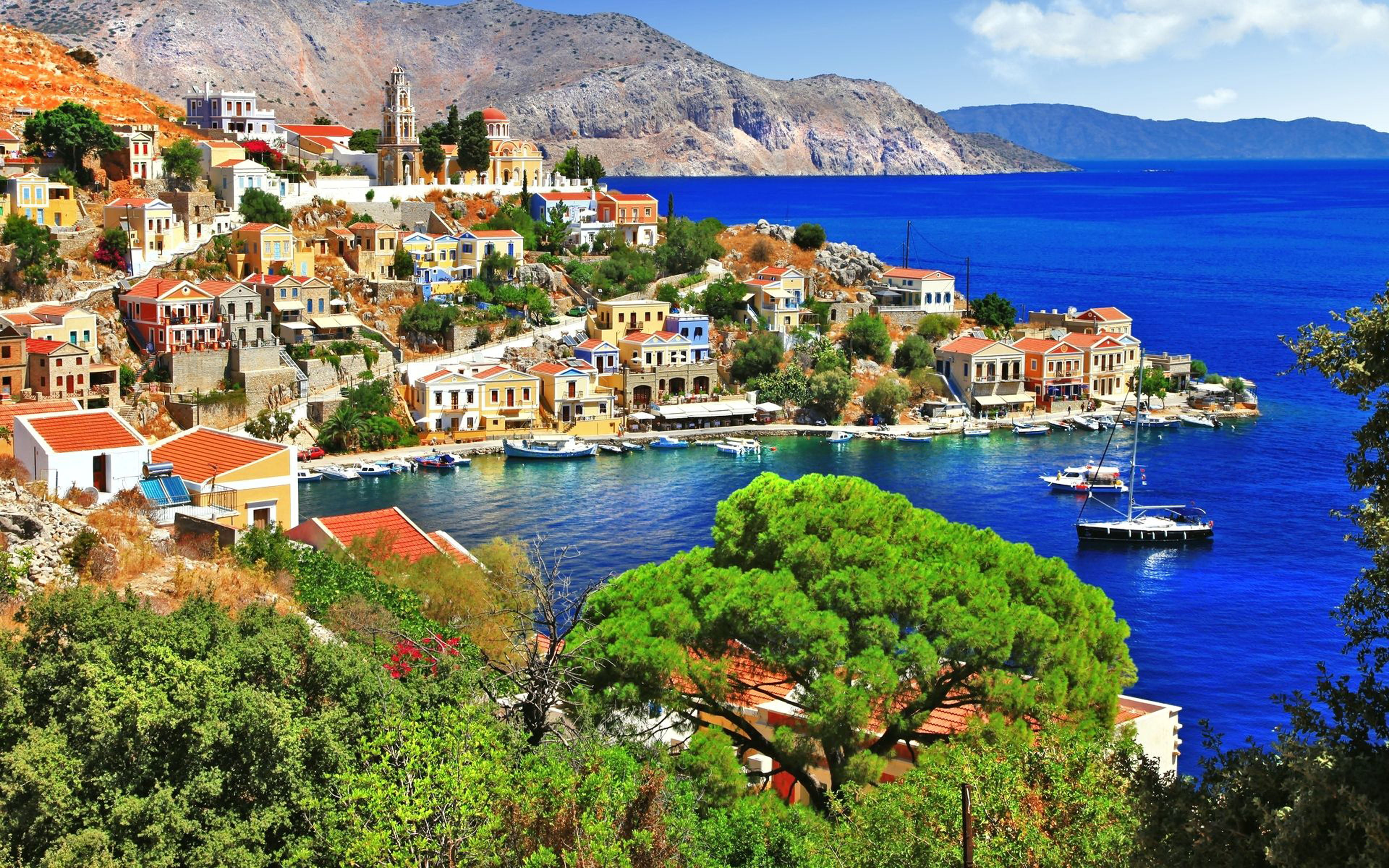 Greek Islands Symi Island Group Of Dodecanese Famous For Its Beaches Beautiful Hd Wallpaper Desktop And Mobile 2k 4k