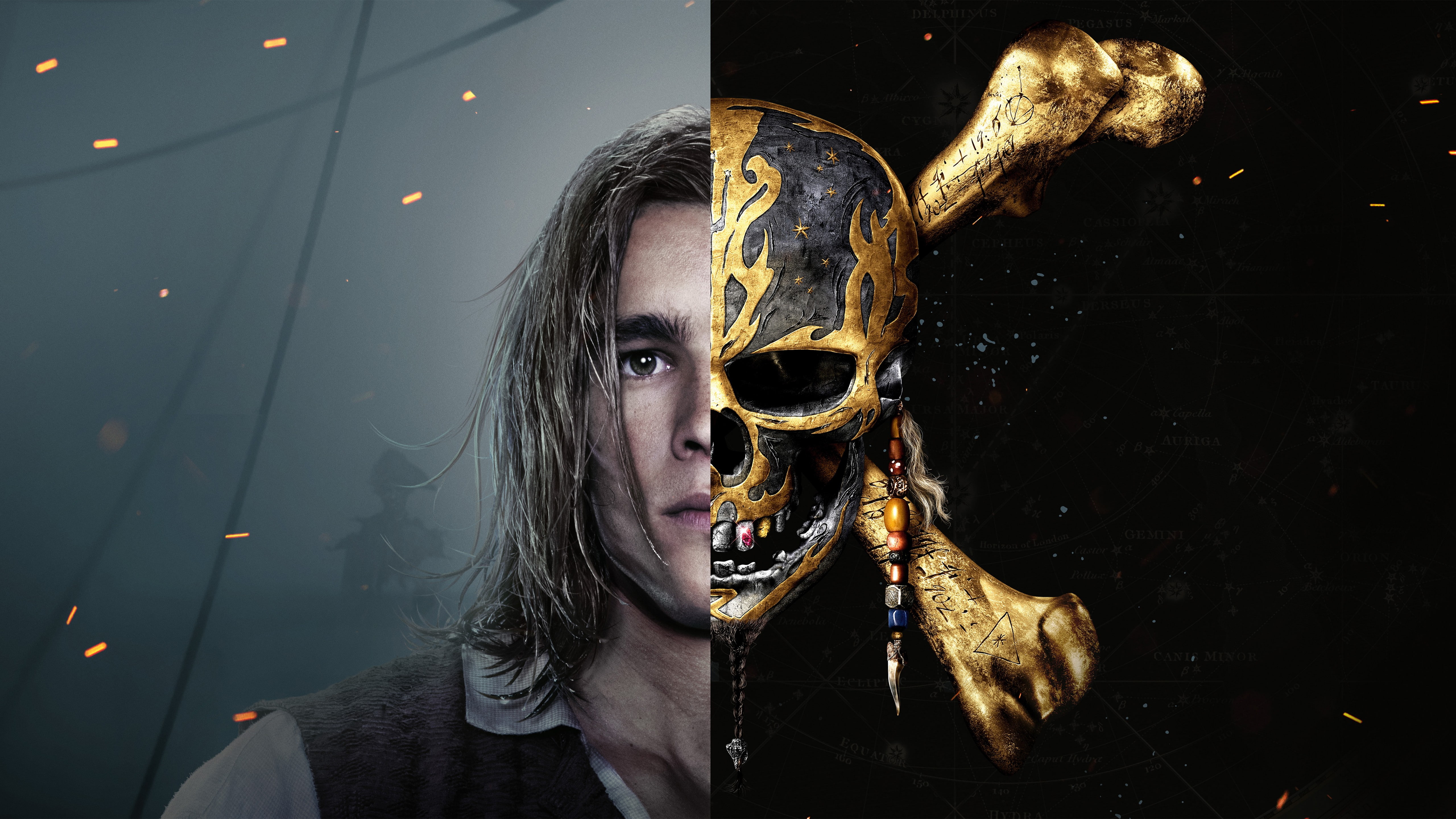 man in brown collared shirt Pirates of the Caribbean Dead Men Tell No Tales 2k 4k 5k