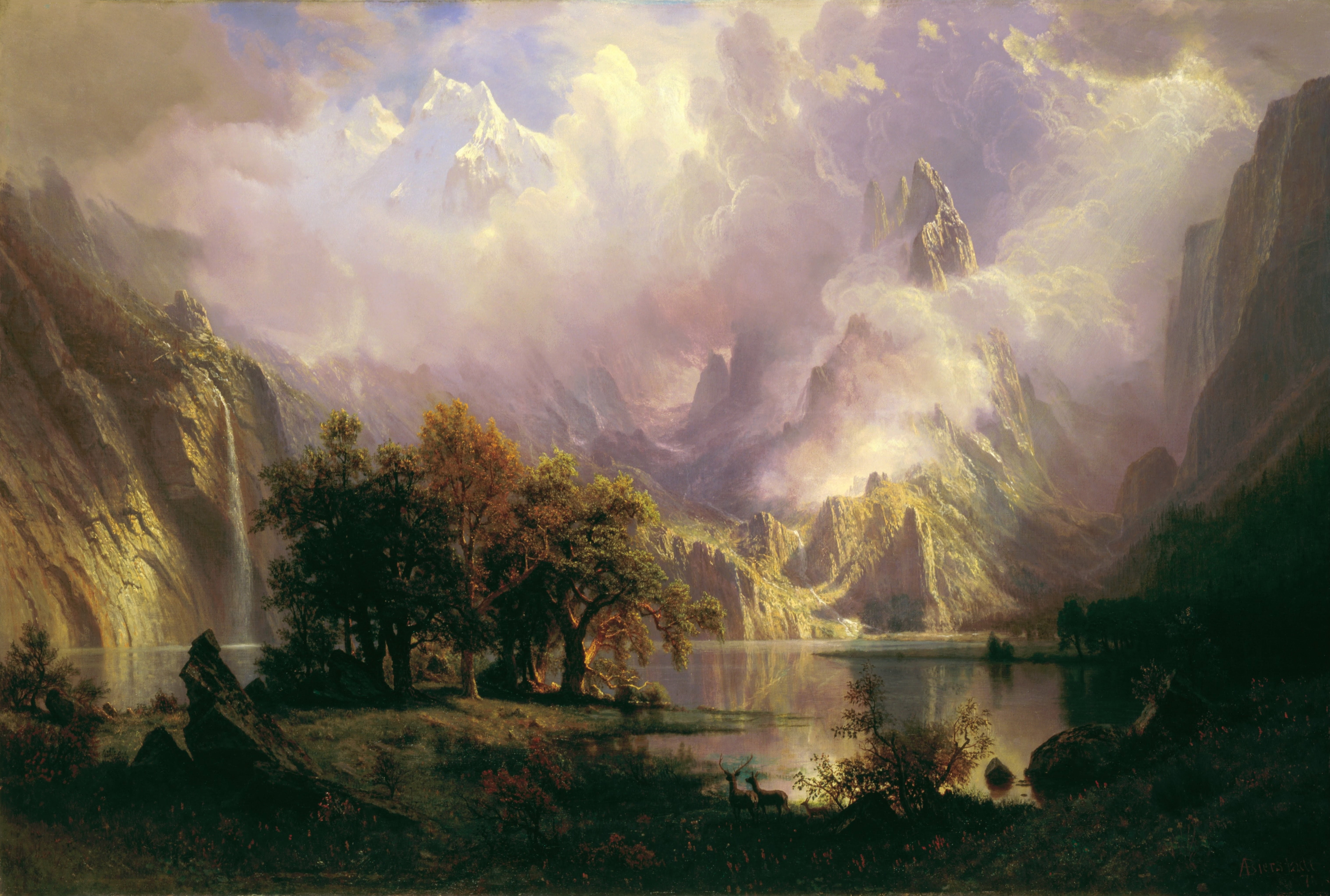 Rocky Mountain Landscape Albert Bierstadt classical art 2k 4k 5k