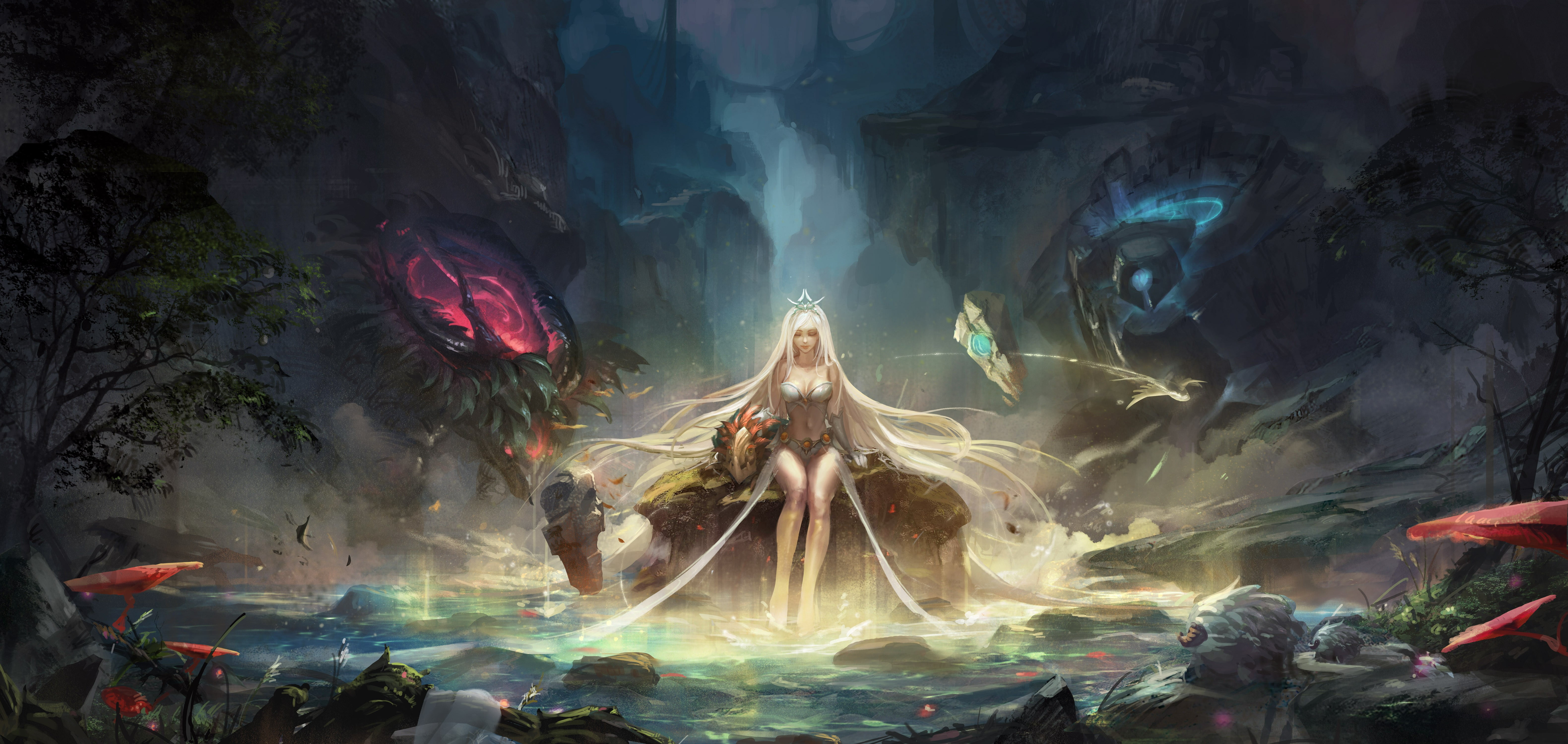 yellow haired female illustration League of Legends Janna 2k 4k 5k