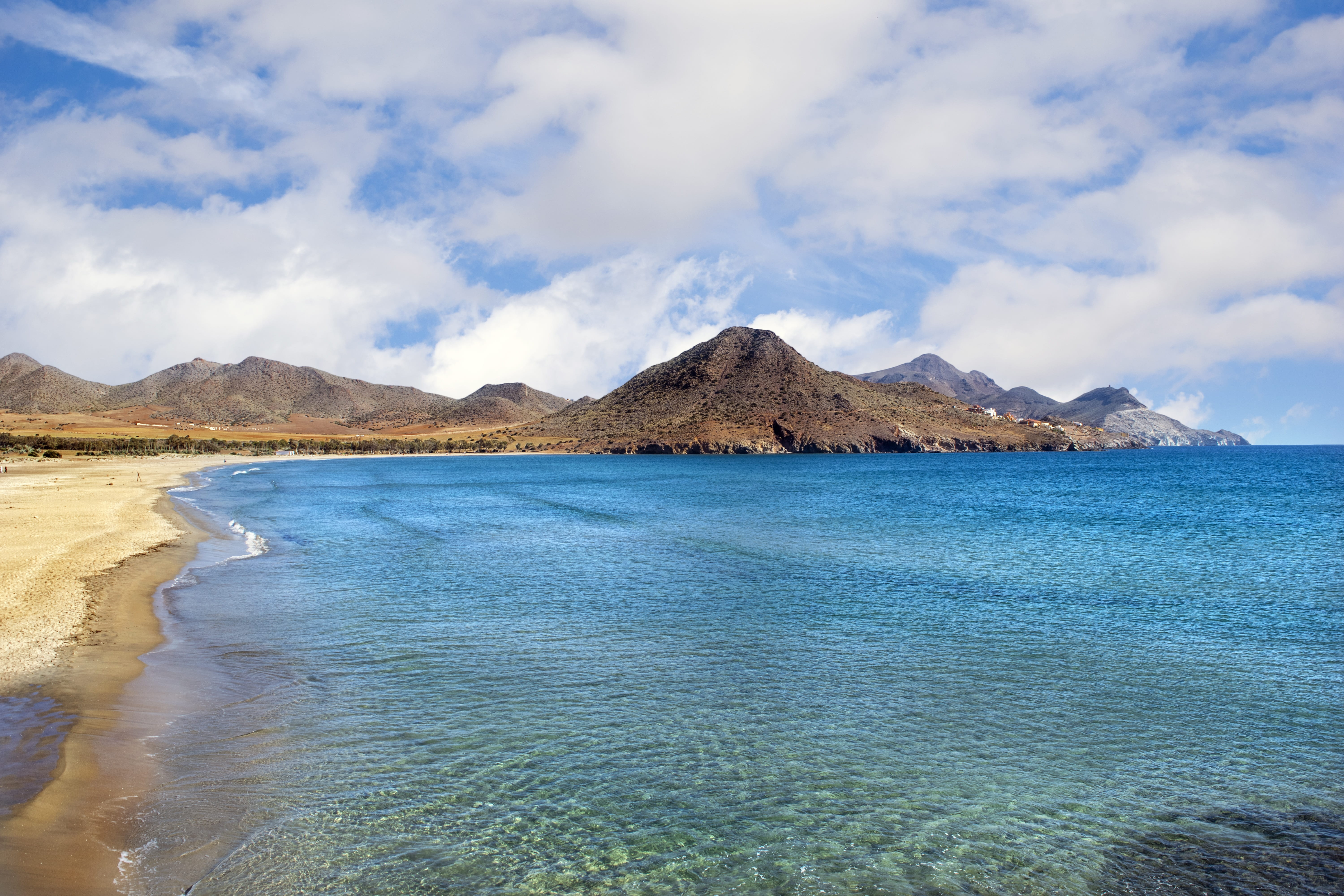 beach sky sea clouds costa mountain cabo de gata almeria 2k 4k 5k