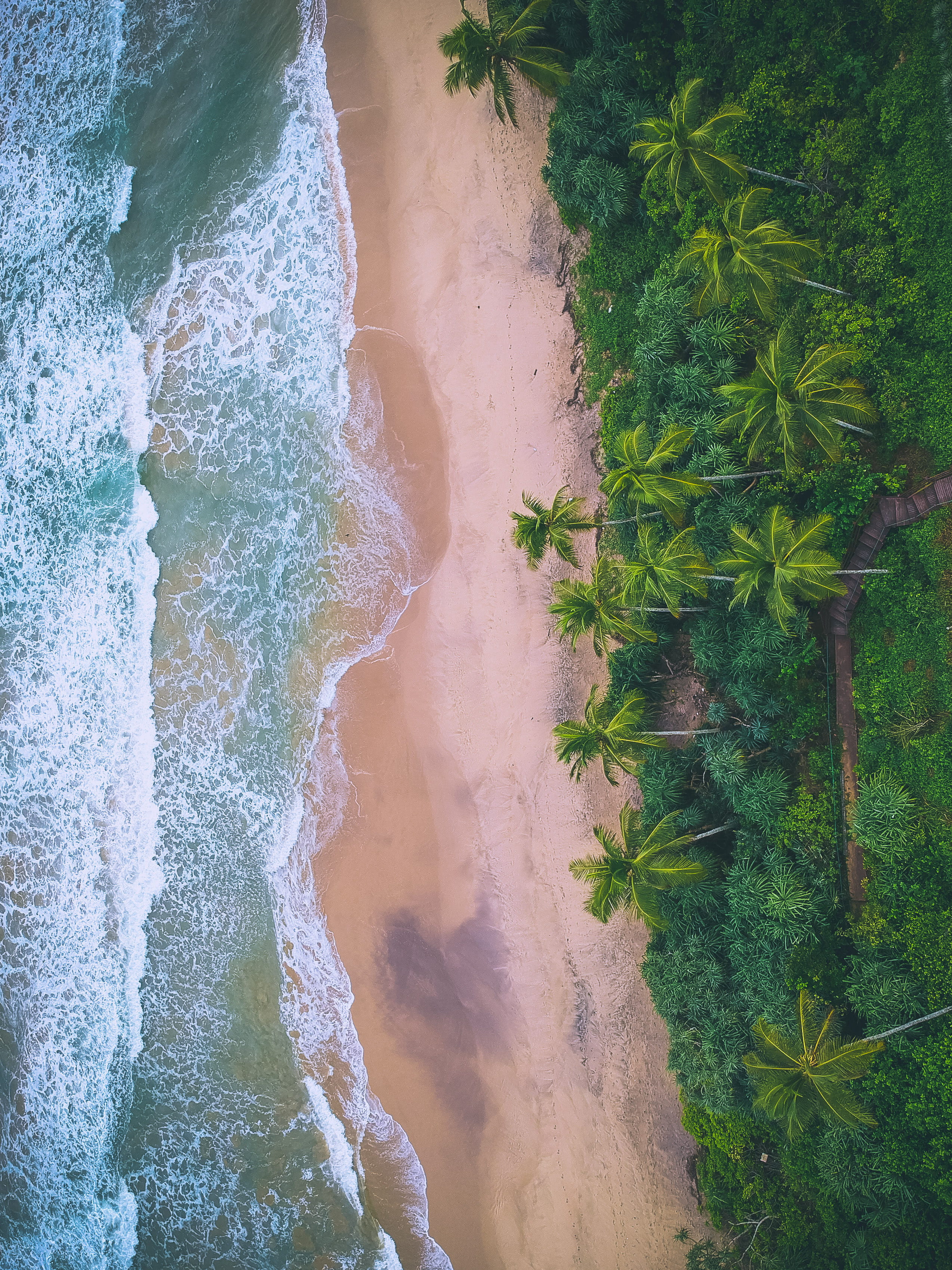 bird s eye view photograph of beach ocean sea wave nature 2k